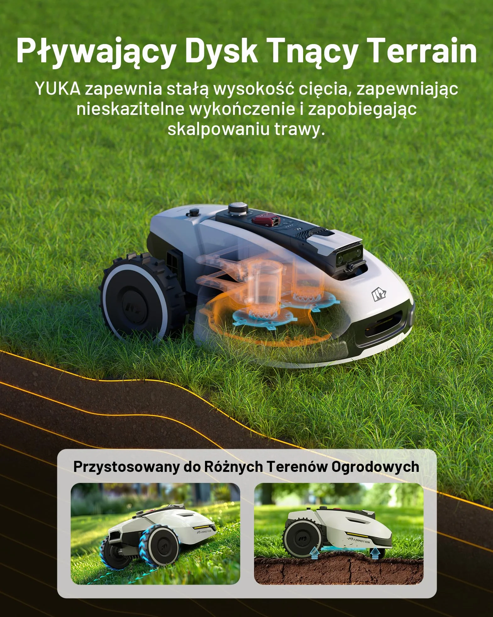 YUKA 3000 Kosiarka Automatyczna z zamiatarką, Zalecane 3000 m², maks.3400 m²,i Nachyleniu 45%, UltraSense AI Vision do Auto-Mapowania Wysokość Koszenia 20-90mm Szerokość Koszenia 320mm