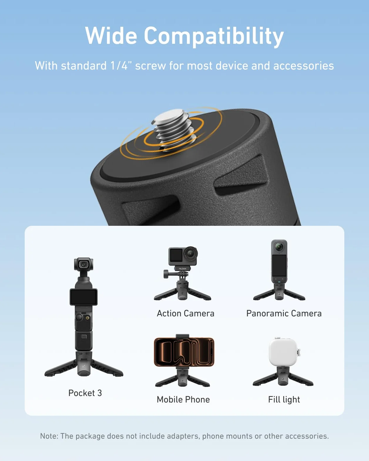 TELESIN Mini statyw i uchwyt 2 w 1 do DJI Osmo Pocket 3 & Action 6/5 Pro/4/3