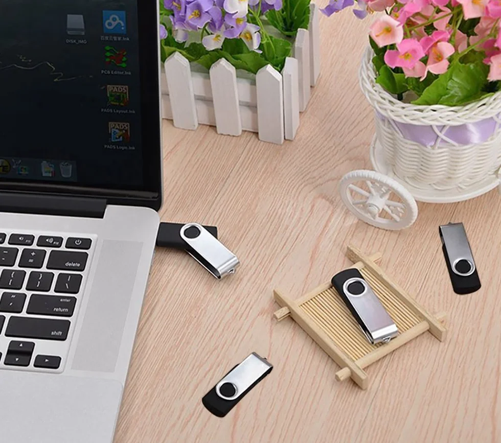 Pamięć flash USB 16 GB, USB 2.0, pendrive, składana, obrotowa konstrukcja, czarna, 2 szt