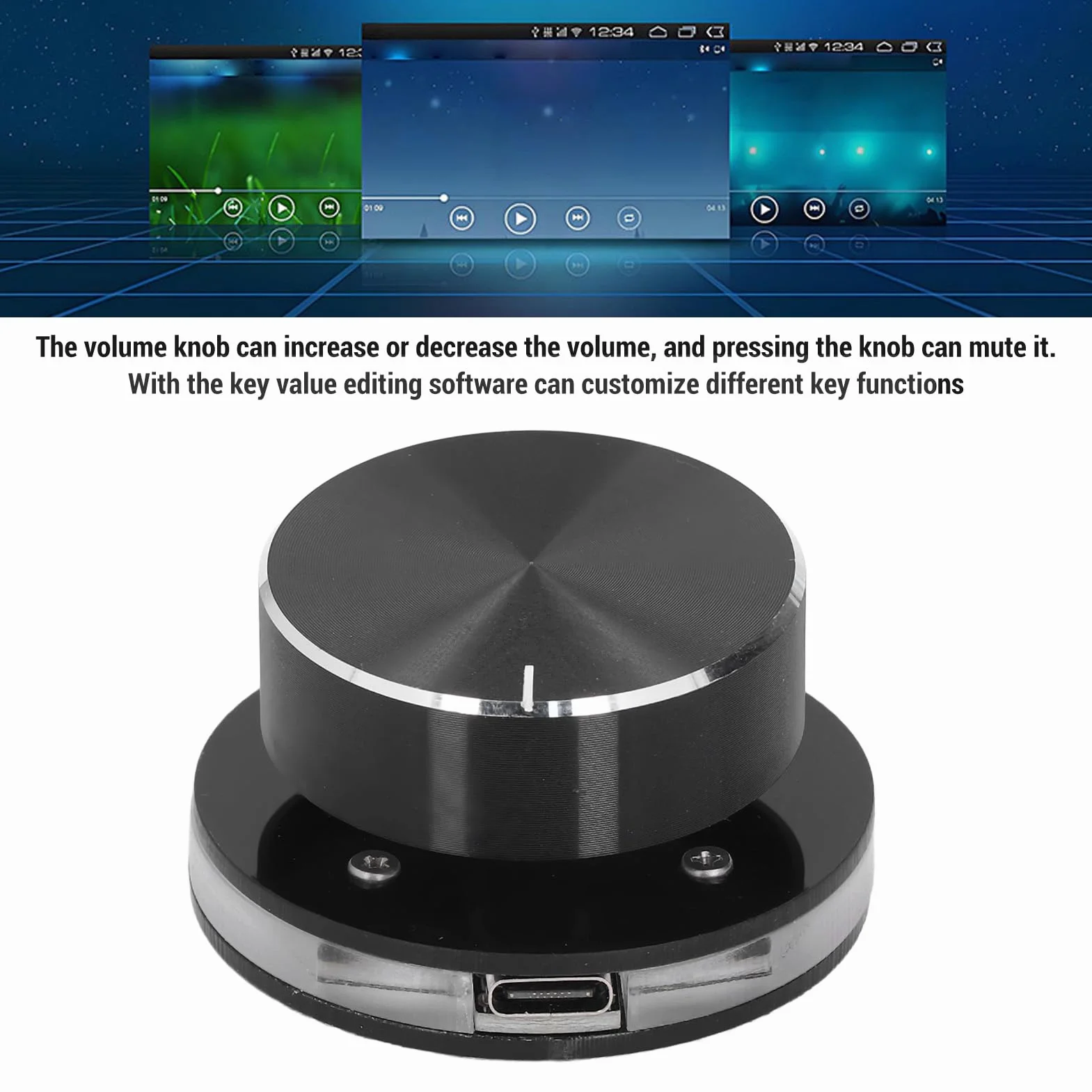 Pokrętło Sterowania Objętościami USB, Multimedia RGB Light Controller z Klawiszem Skrótów dla Systemu Laptopa z Systemem Android System PC