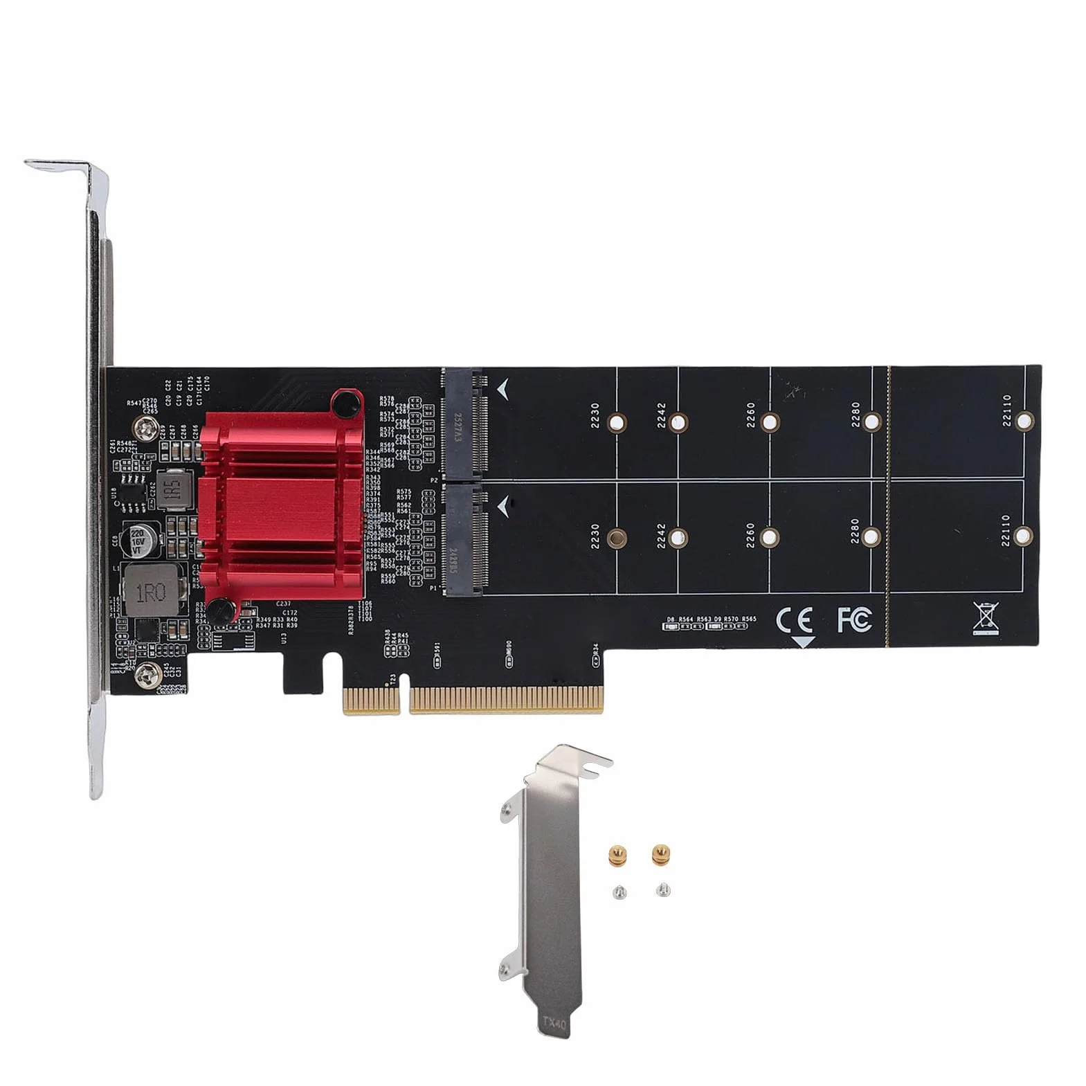Bewinner Podwójny Adapter NVMe PCIe |Chipset ASM1812, 2 Gniazda M.2, Obsługa Dysków SSD 2230-22110, prędkość PCIe 3.1 X4, zgodność Programowa z RAID