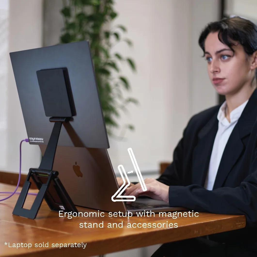 espresso Displays Przenośny monitor dotykowy 38.1 cm z regulowaną podstawką, ultracienki, 1080p Full HD, USB-C, ekran dotykowy do laptopa, Mac, PC, gier i podróży