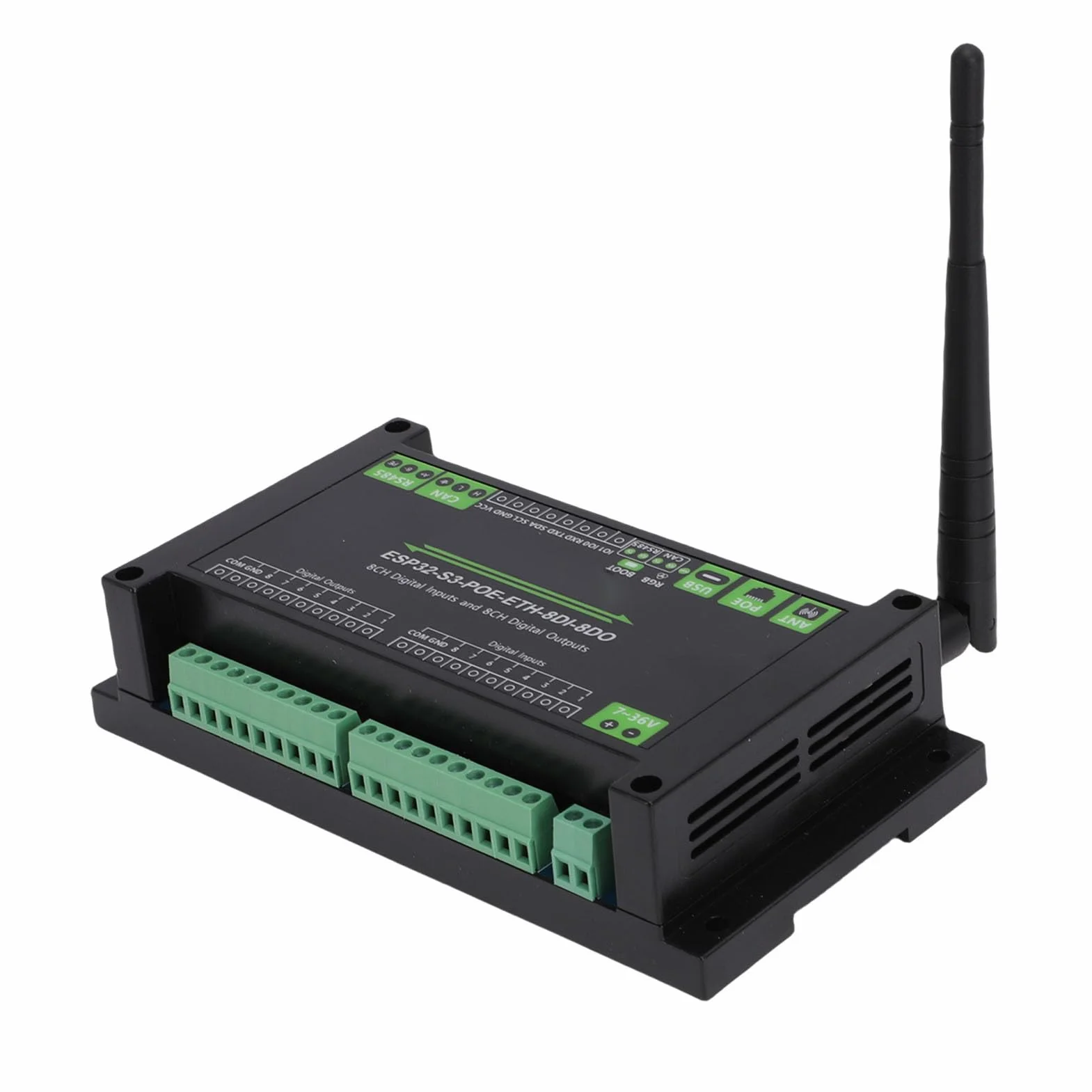 Greensen Przemysłowa Płytka Sterująca, Płytka Rozwojowa ABS dla S3 z 8 Cyfrowymi Wejściami i 8 Kanałami Wyjściowymi, WiFi Bluetooth USB C, dla Inżynierów Automatyki Przemysłowej
