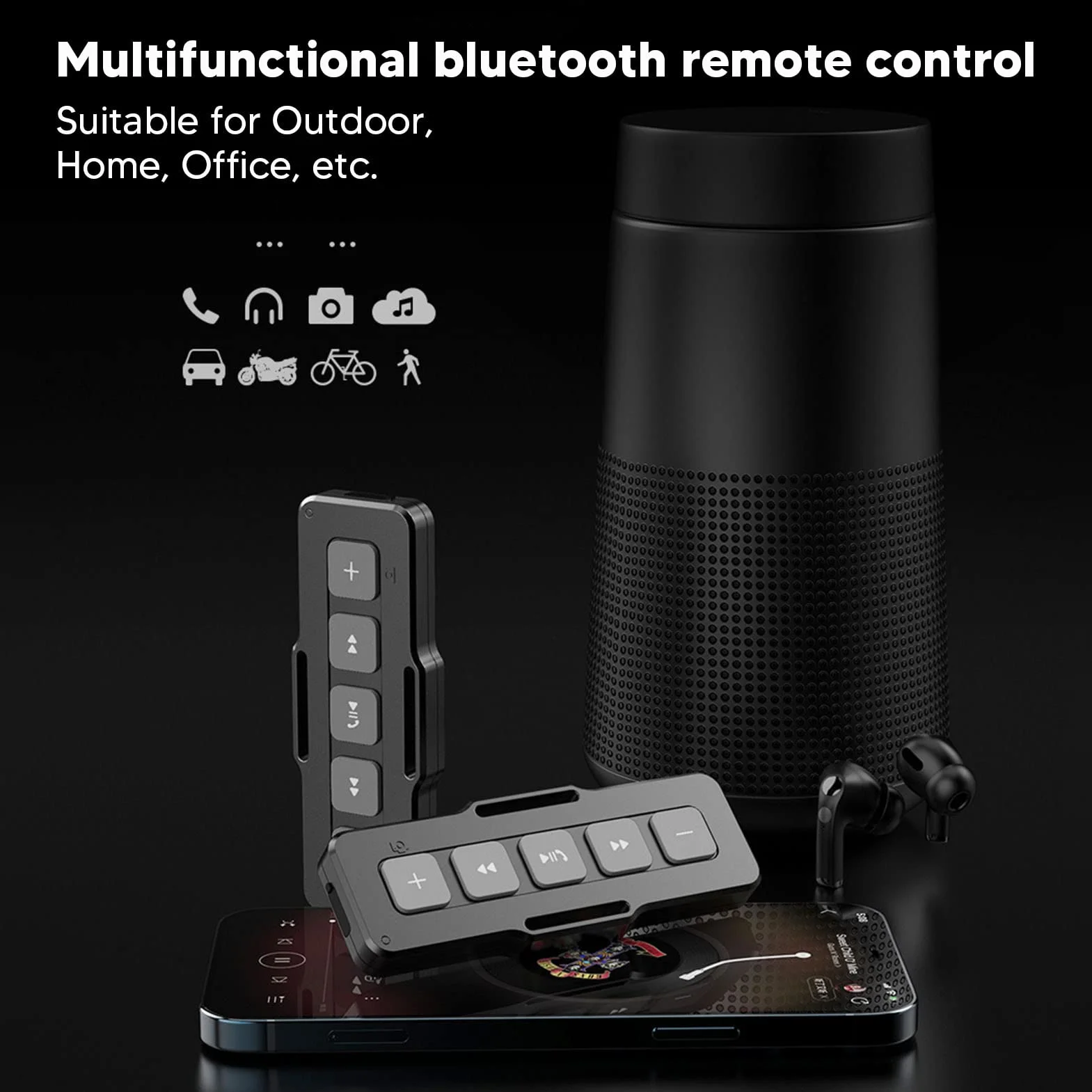 Pilot Bluetooth, Bezprzewodowy Pilot do Smartfonów, Spust Migawki Aparatu do Zdjęć i Selfie, Przycisk Kontrolera Samochodowego, Wodoodporność IPX4, Obsługa Asystenta Google