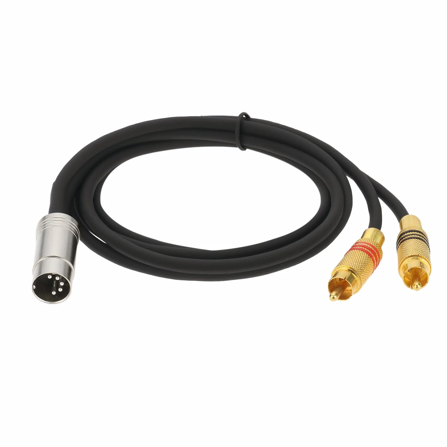 1 Piece 5-Pin DIN Male to 2-RCA Male Audio Cable Phono Male Plugs Audio Cable Compatible with Bang Compatible with Naim Black 3FT