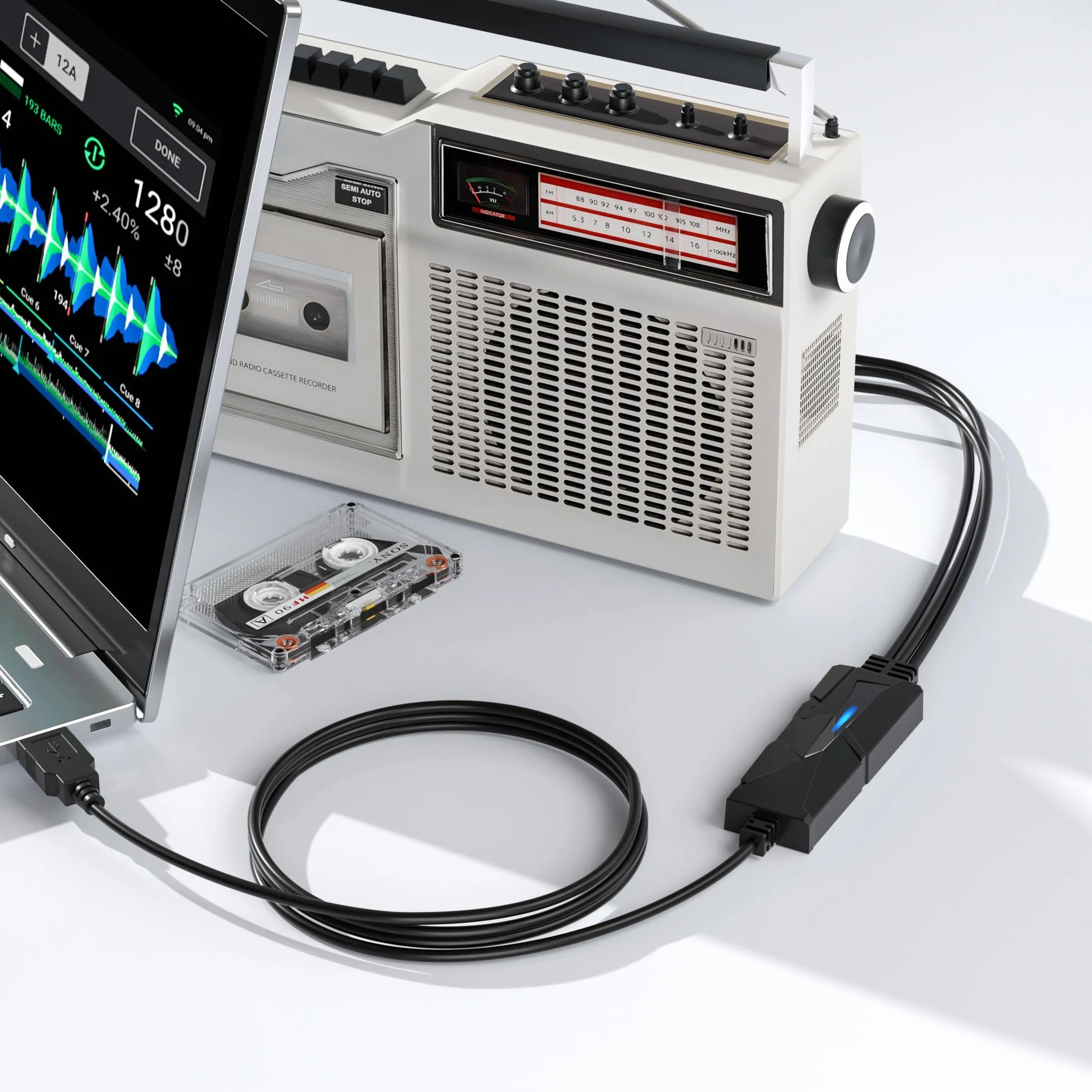 DigitalLife USB 2.0 Audio Grabber z Wejściem 3,5 mm oraz R/L Stereo – Digitalizator Audio do Winyli i Kaset, Kompatybilny z Windows/macOS