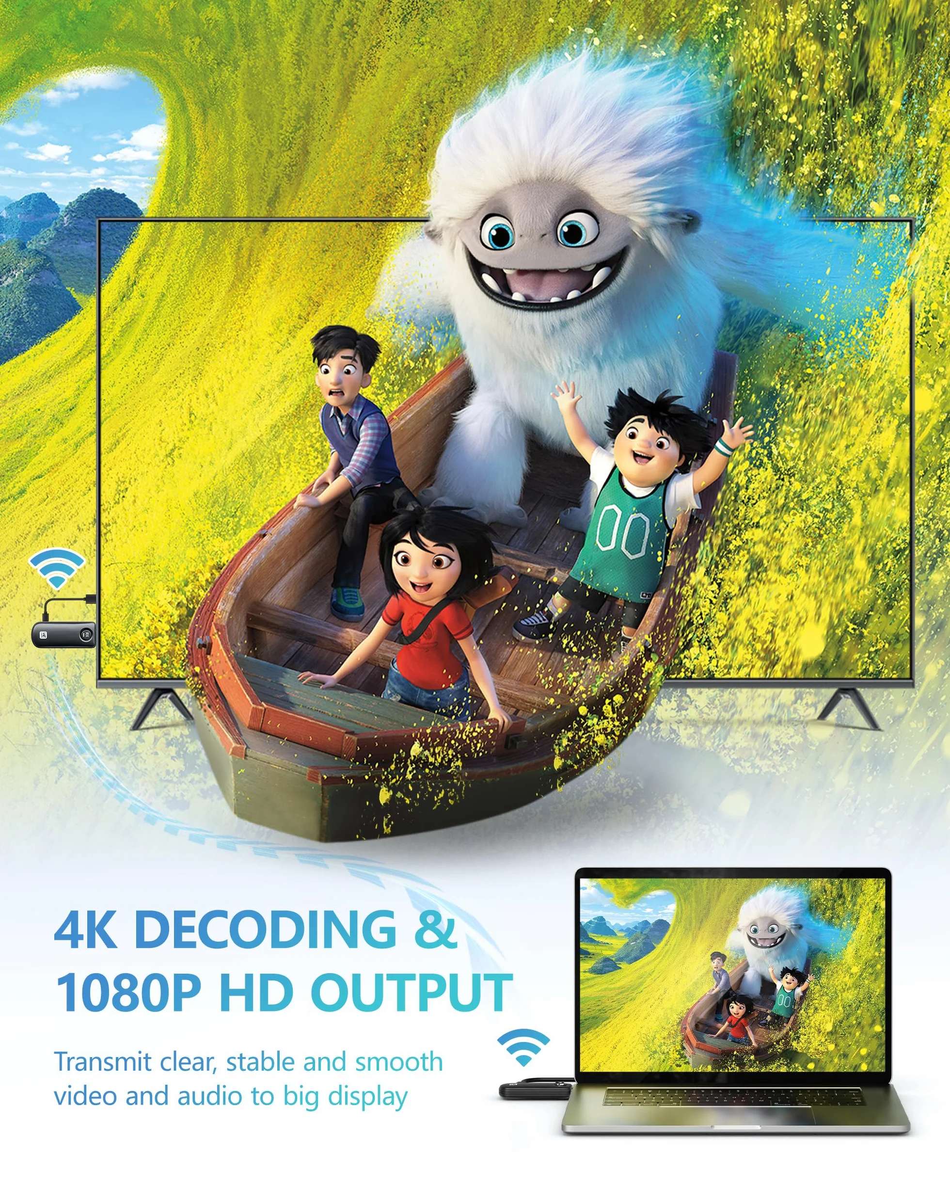 Transmisja radiowa HDMI, bezprzewodowy nadajnik i odbiornik HDMI Full HD 1080P, 2.4/5G, bezprzewodowy przedłużacz do strumieniowego przesyłania multimediów wideo audio z lustrzanek cyfrowych, laptopów