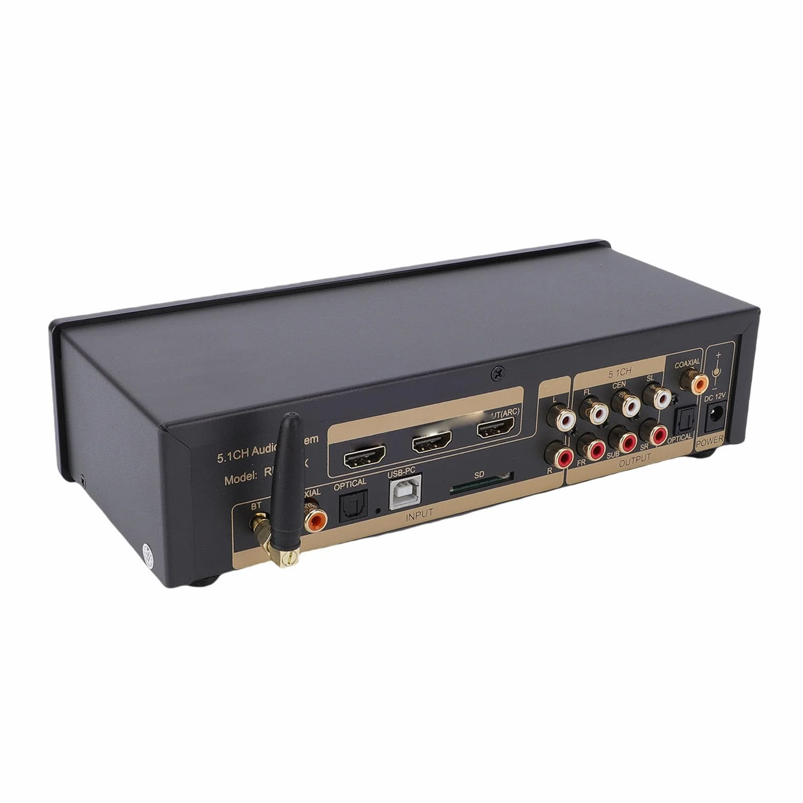 Tonysa Dekoder Audio 5.1, Konwerter DAC z HDMI ARC/Optyczny/Koncentryczny/USB, Dekoder DTS na 5.1-kanałowy Odbiornik Bluetooth 5.0 do Telewizora Kina Domowego (Black)