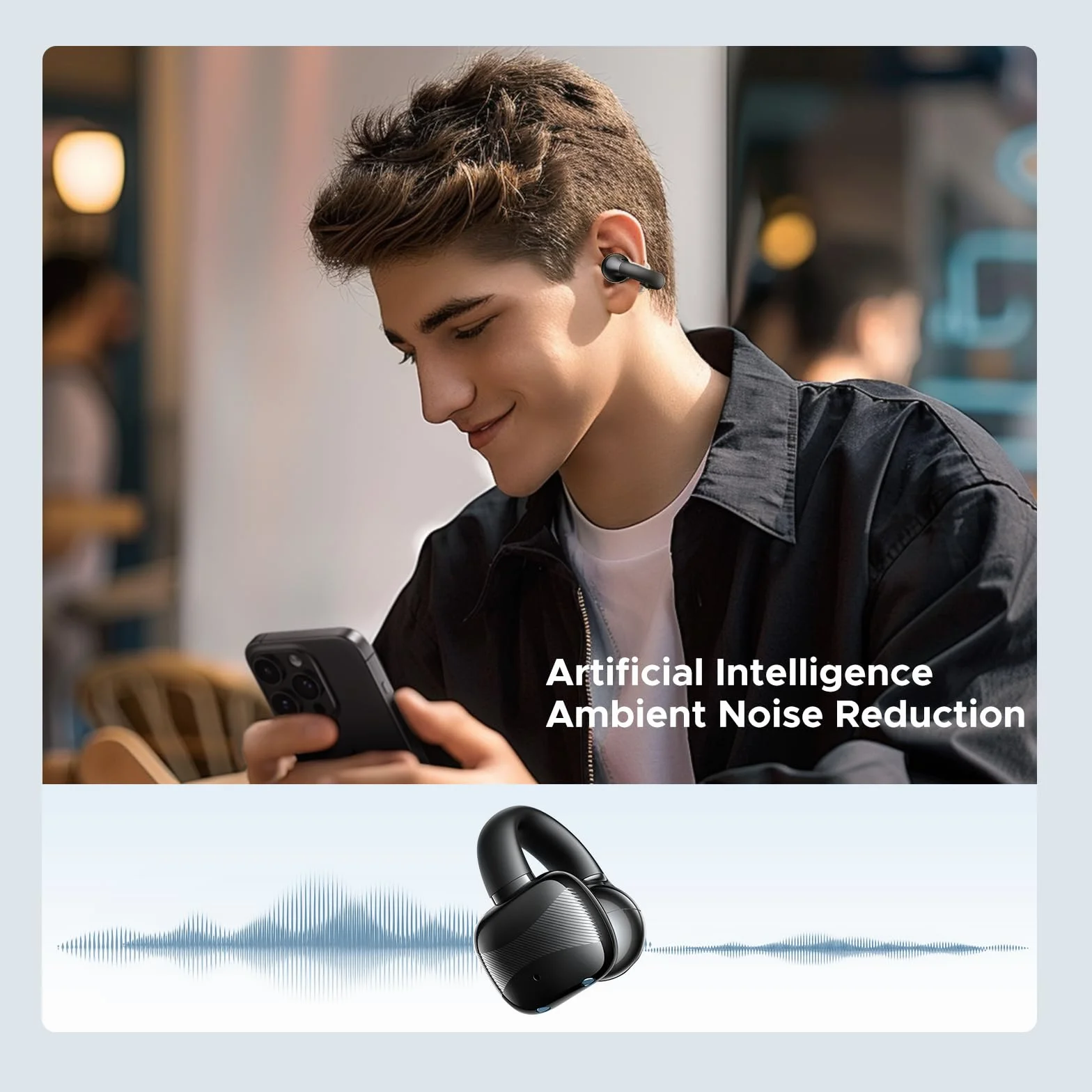 UGREEN HiTune S3 Open Ear Słuchawki, Bluetooth tylko 5,2g | Bluetooth z ENC do rozmów, Głęboki bas, 30h odtwarzania, USB-C szybkie ładowanie i IPX5 wodoodporność