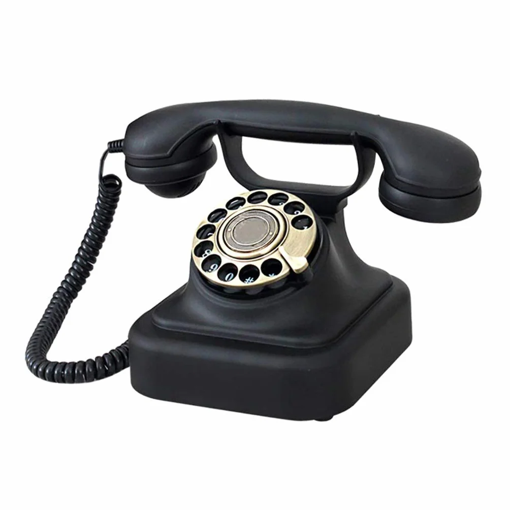Telefon retro, telefon z tarczą obrotową Retro staroświecki metalowy dzwonek, funkcja telefonu przewodowego do domu i wystroju wnętrz klasyczna czerń