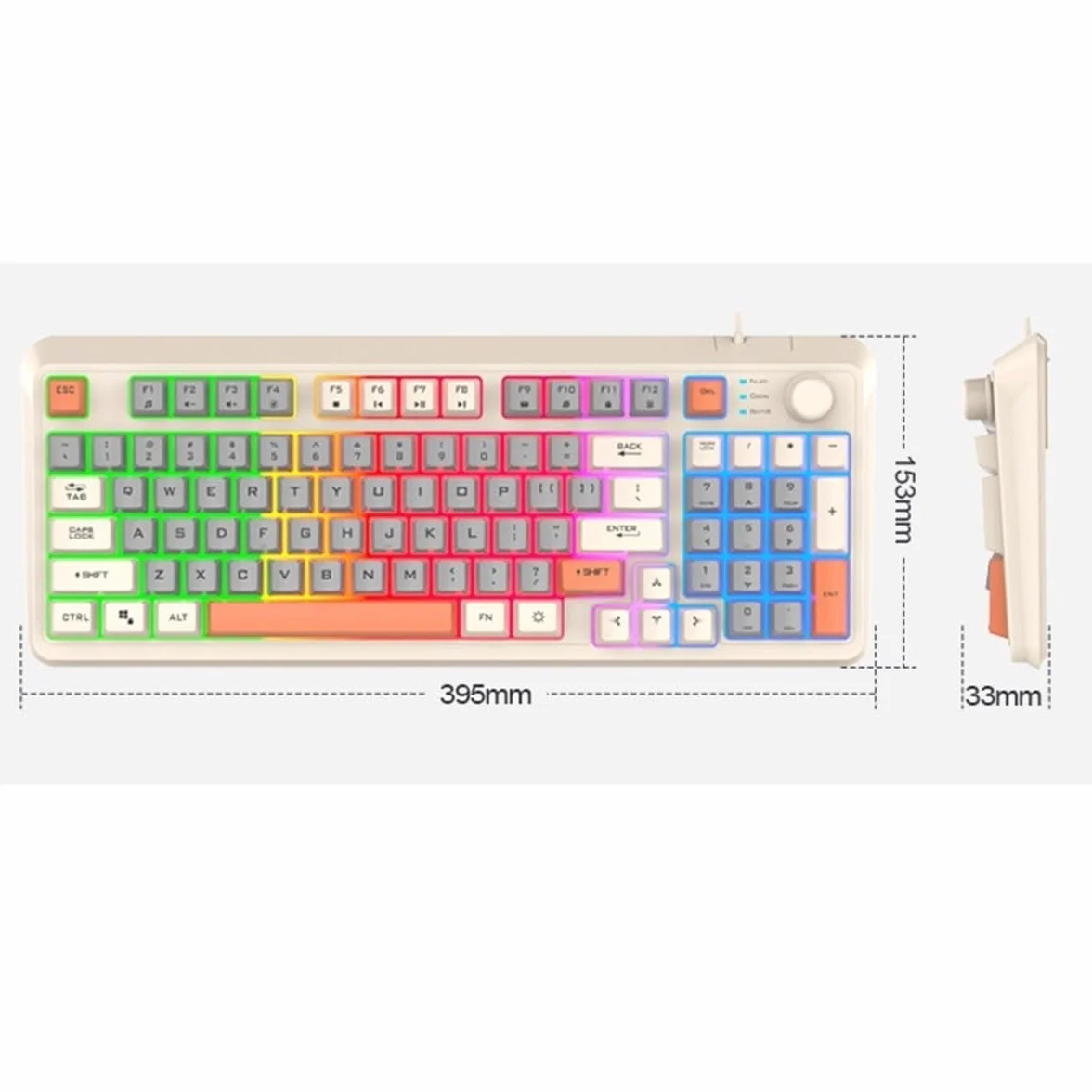 Klawiatura i Mysz Combo Ergonomiczna Kombinacja Klawiatury I Myszy USB Przewodowa Klawiatura Komputerowa Mysz 94-klawiszowa Klawiatura Komputerowa(Multi-colored1)