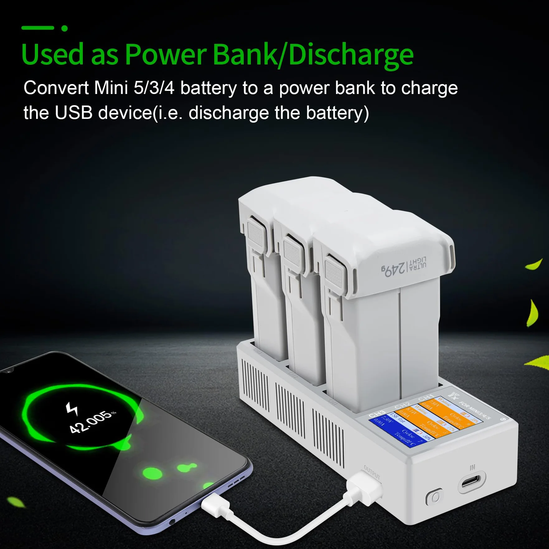 100 W wielofunkcyjna ładowarka równoległa LCD z funkcją Storage Charge, Discharge do DJI Mini 5 4 3 Pro, ładowarka do szybkiego ładowania, stacja ładująca, koncentrator ładowarki, 3 baterie