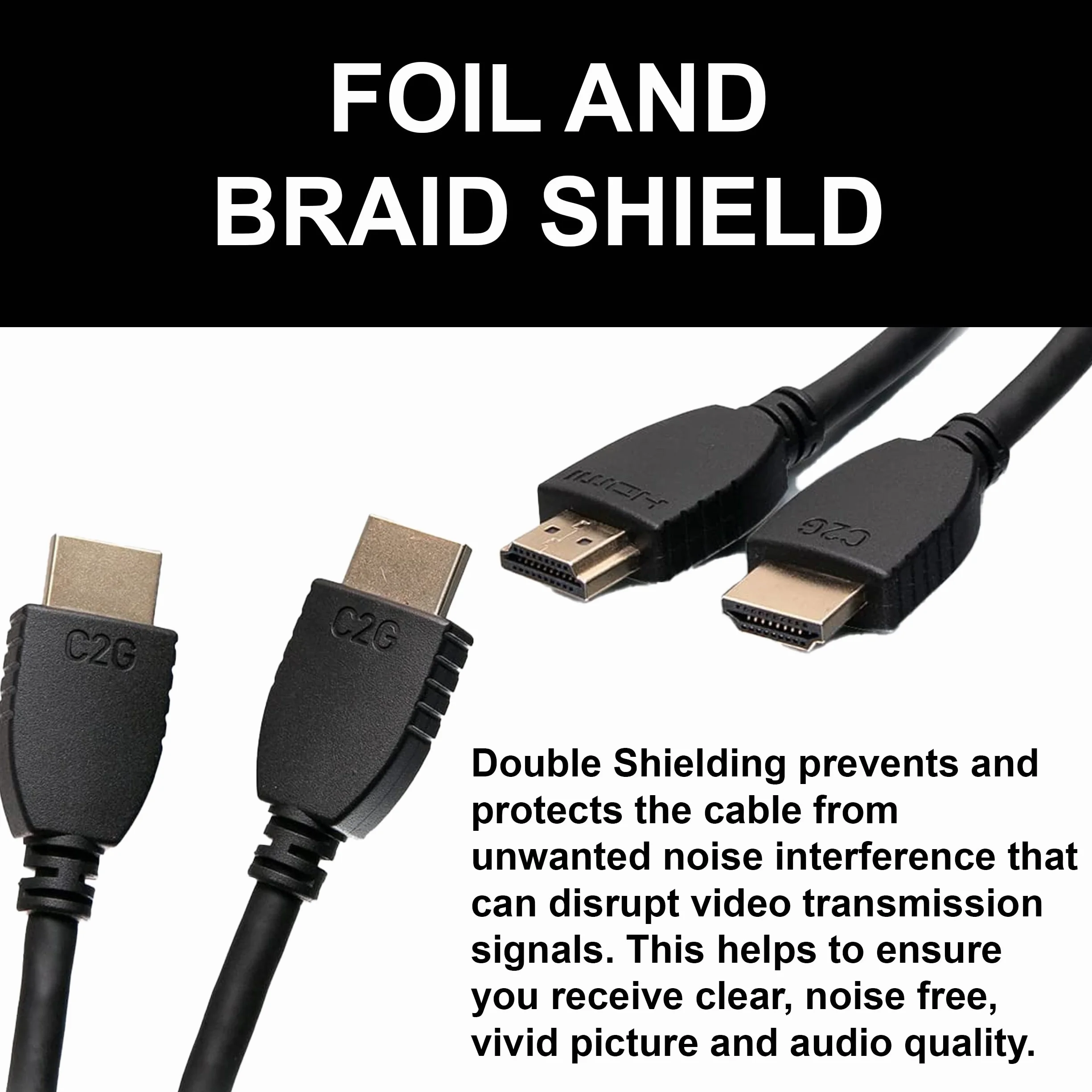 C2G Kabel HDMI, 4K, kabel HDMI o wysokiej prędkości, Ethernet, 60 Hz, 1,6 stopy (0,5 metra), czarny, przewody to Go 42500
