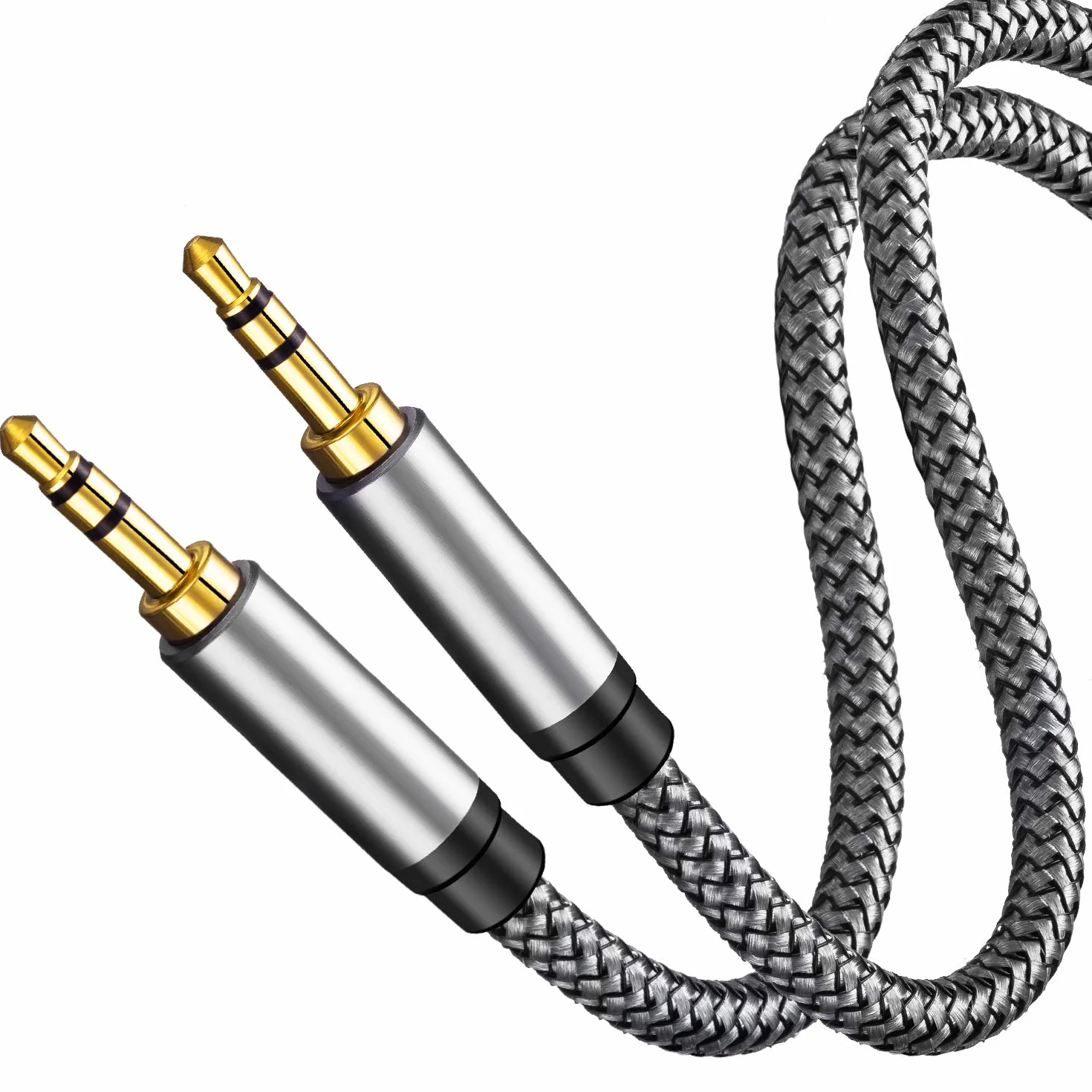 Tan QY Nylonowy pleciony kabel AUX 3,5 mm, 50 m, pomocniczy adapter wejściowy audio męski na męski przewód do słuchawek, samochodu, domowego stereo, głośnika, iPhone'a, iPada, iPoda i innych (15 m,