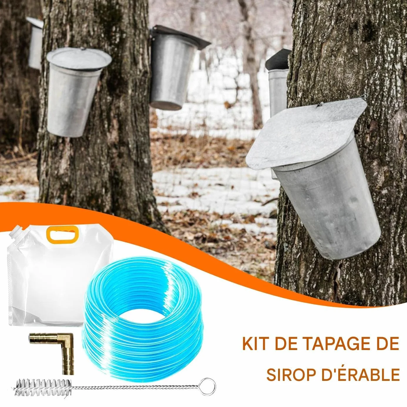 Zestaw do zbierania soku z klonu | Zestaw do syropu klonowego - torby wielokrotnego użytku Organiczne rurki przeciw zamarzaniu, samowystarczalność, produkcja cukru, brzozowa woda edukacyjna