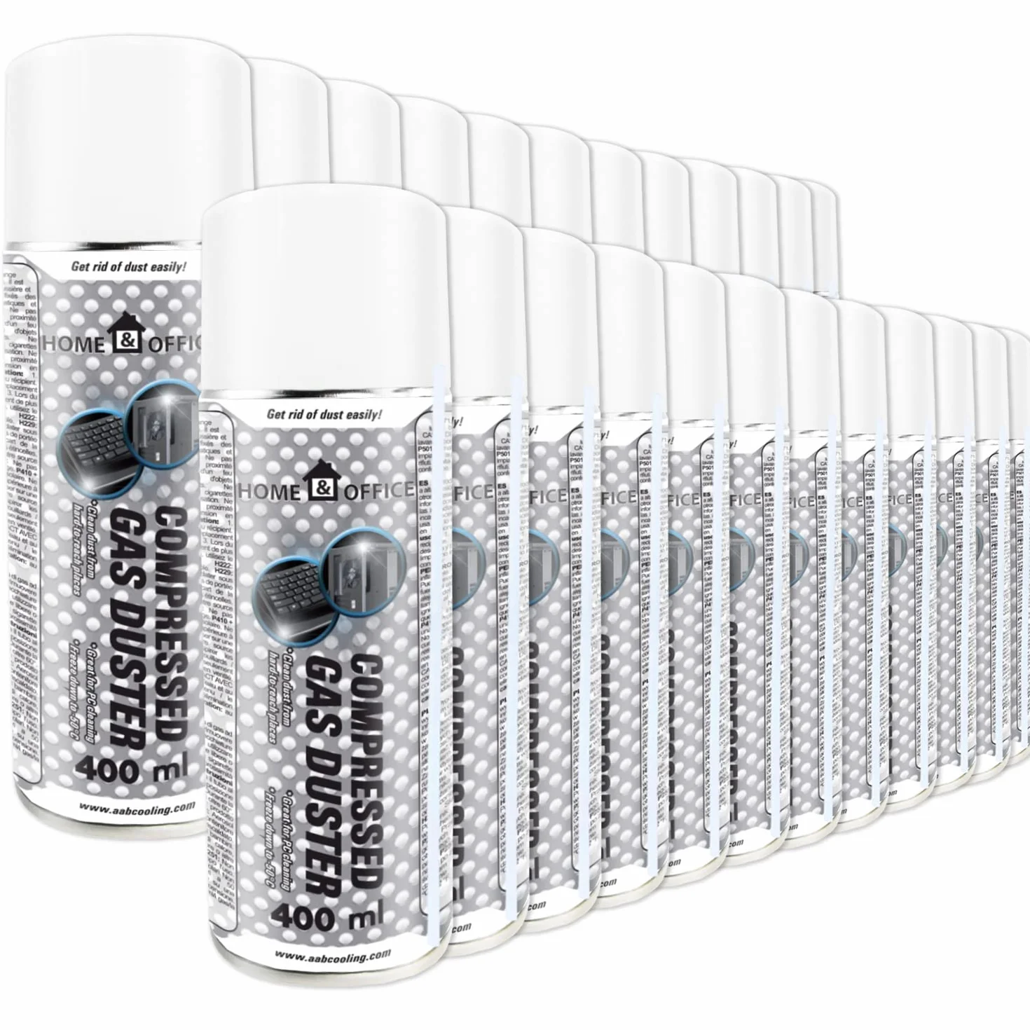 AABCOOLING 24 x 400 ml Home&Office Compressed Gas Duster - Sprężony Gaz, Puszka, Spray do Czyszczenia Komputera, Klawiatury, Laptopa, Sprężone Powietrze do Wyposażenia Komputerowego