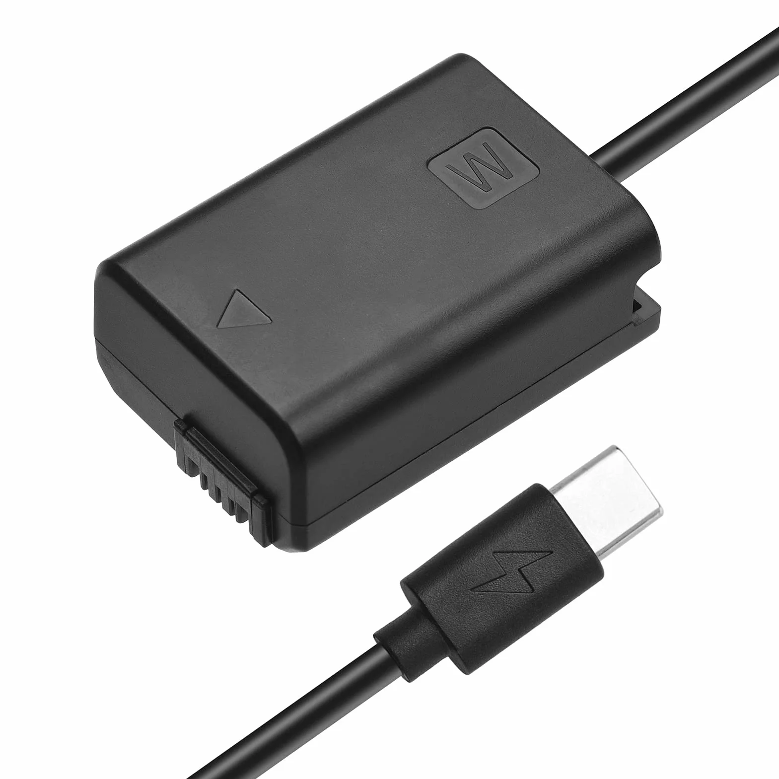 Andoer NP-FW50 Dummy Battery Adapter USB-C Coupler Adapter with USB Type-C Spring Power Cable Replacement for Sony Alpha A5000 A5100 A600 A6400 A650 A7II A7RII A7SII. A7S A. 7R RX10 II III IV NEX