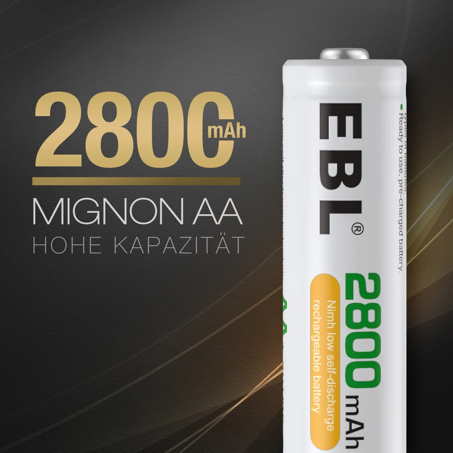 EBL AA akumulator 2800mAh, akumulatory NiMH o wysokiej pojemności z pudełkiem do przechowywania, 4 sztuki