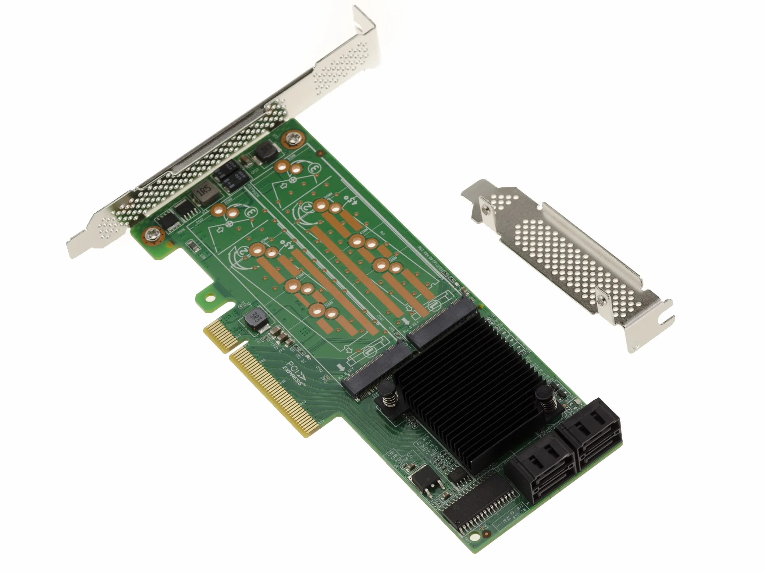 KALEA-INFORMATIQUE Karta kontrolera PCIe 2.0 4x SSD M2 SATA i 4x HDD SATA 3.0 6G z chipsetem LSI SAS 2008 obsługującym Raid 0 1 10 - wysoki i niski profil