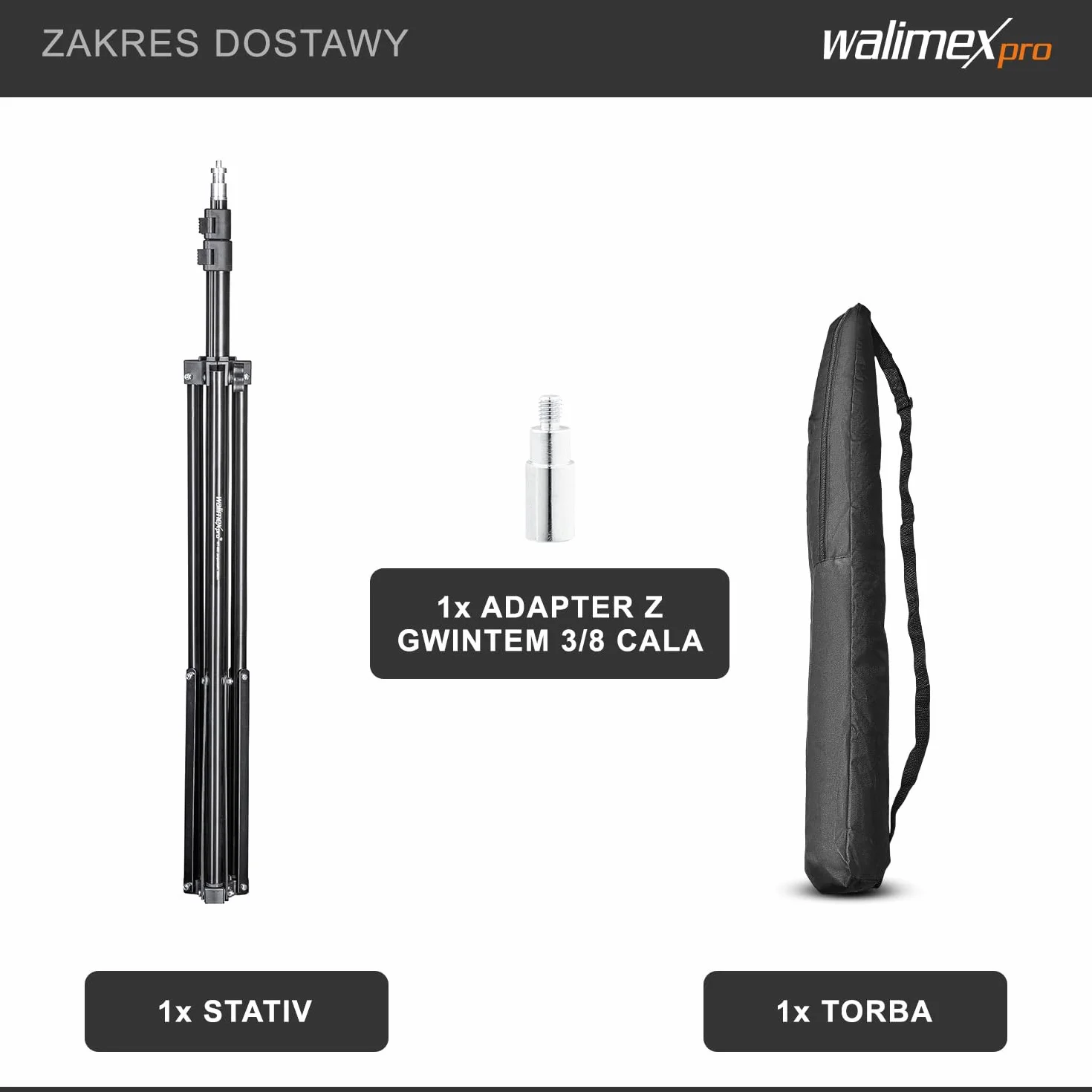 Walimex pro WT-803 Statyw do lamp 208 cm - kompaktowy, lekki statyw oświetleniowy wykonany z aluminium, maks. wysokość 208 cm, maks. obciążenie 3,5 kg do studia fotograficznego
