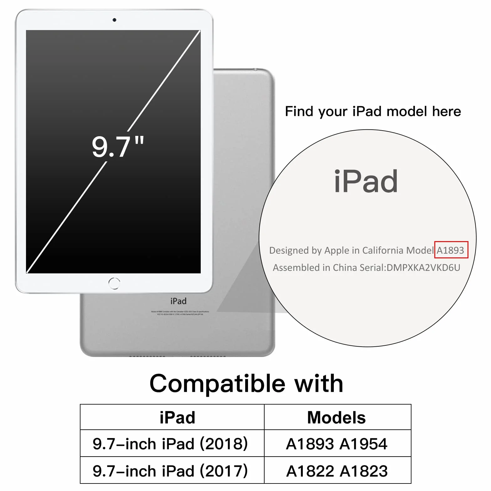 JETech Etui iPad 9,7 Cala 2018/2017 6. 5. Generacji Smart Cover Automatyczne Budzenie Usypianie Czarny
