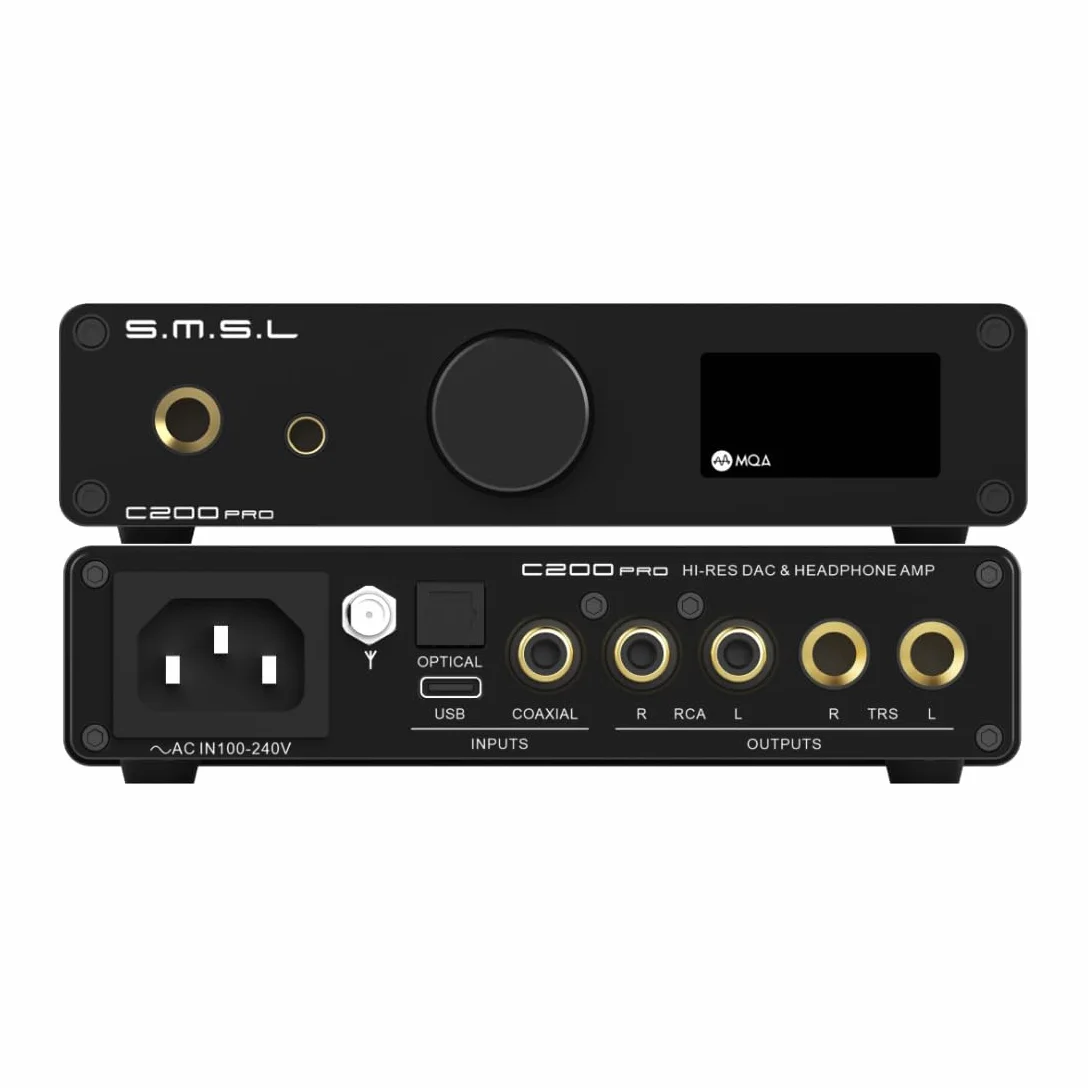 SMSL C200Pro HiFI Audio Decoder MQA-CD DSD ES9039Q2M XMOS XU316 obsługa Bluetooth 5.1 USB optyczny koncentryczny 6,35 mm wyjście 4,4 mm wzmacniacz słuchawek