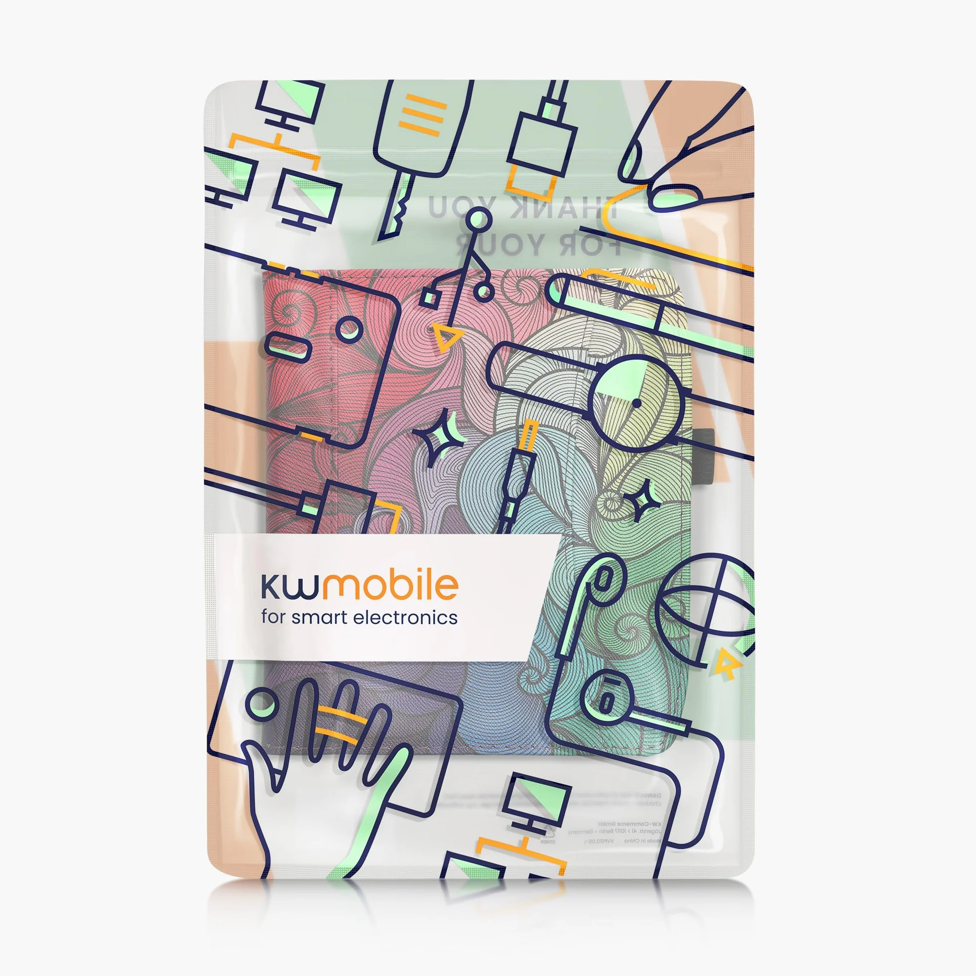 kwmobile Etui z klapką kompatybilne z Pocketbook Era/Era Color - przednia kieszeń na pasek na rękę - kolor różowy, niebieski, zielony