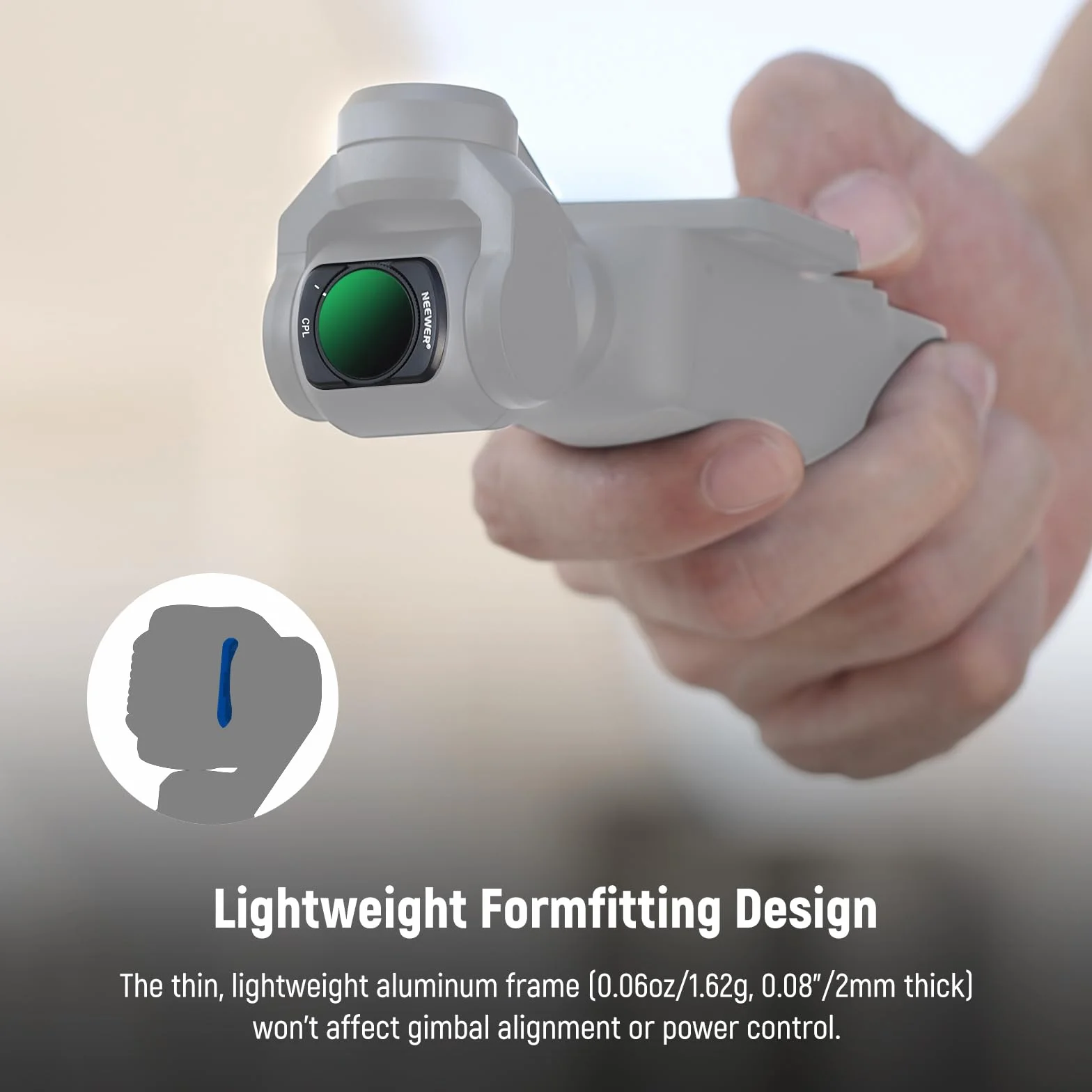 Neewer Magnetyczny filtr CPL kompatybilny z akcesoriami DJI Osmo Pocket 3 Creator Combo, Multi Coated Circular Polaryzator, zestaw z 2 osłonami ekranu, akcesoria do kamer sportowych