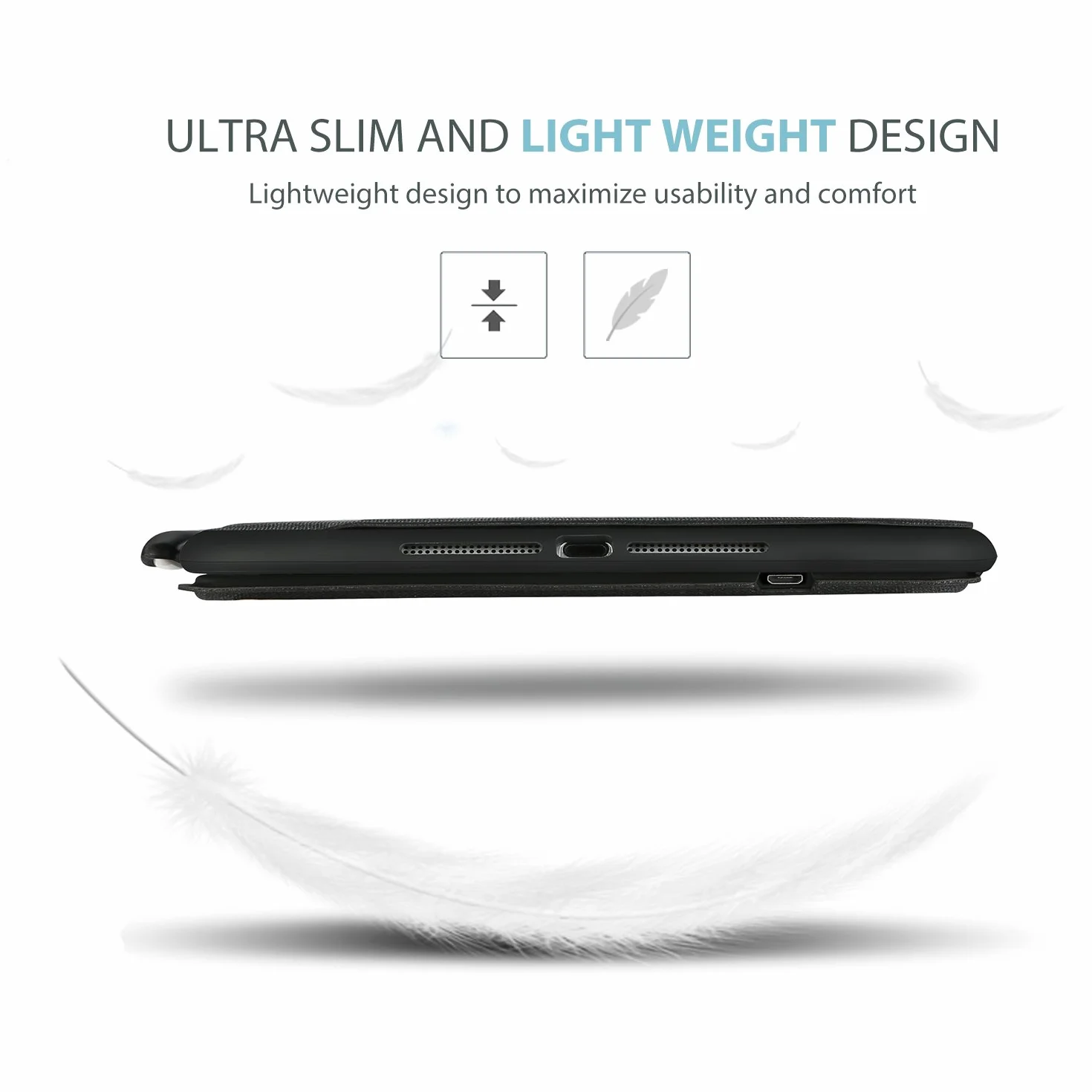ProCase US-English Keyboard Case for iPad Pro 12,9" 2017/2015 (1st / 2. generacji), wbudowany uchwyt na iPencil, lekka obudowa ochronna z klawiaturą bezprzewodową – czarna