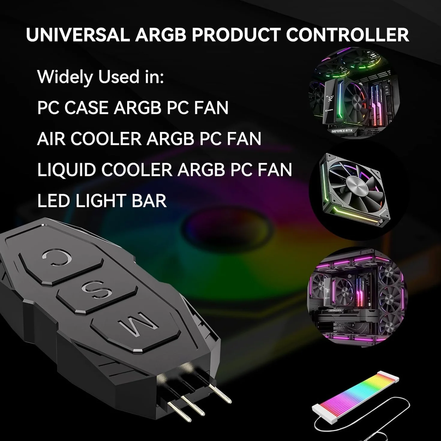 Gebildet ARGB zestaw kontrolerów do PC RGB, wentylator obudowy, kontroler SATA Power, wentylator komputerowy ARGB, koncentrator sterowania RGB i pojedynczy efekt świetlny