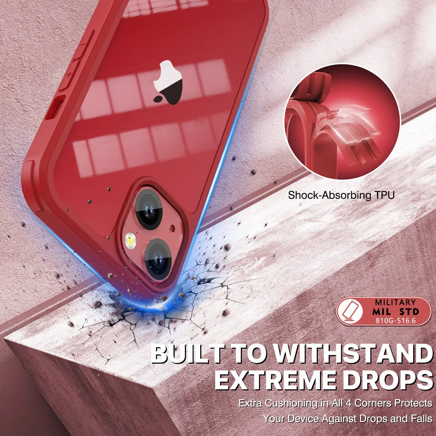 CENHUFO Etui ochronne do iPhone 13 Mini, etui ochronne 360 stopni z wbudowanym szkłem pancernym 9H, ochrona wyświetlacza i ochrona aparatu, odporne na uderzenia, etui typu bumper, etui na telefon