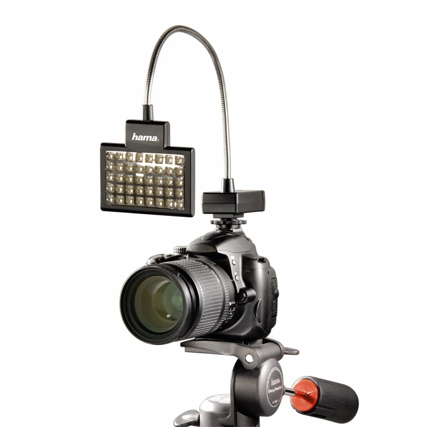 Hama Panel LED do zdjęć/wideo slim 40 do cyfrowych kamer wideo i fotografii z lampą błyskową, z elastycznym ramieniem, czarny