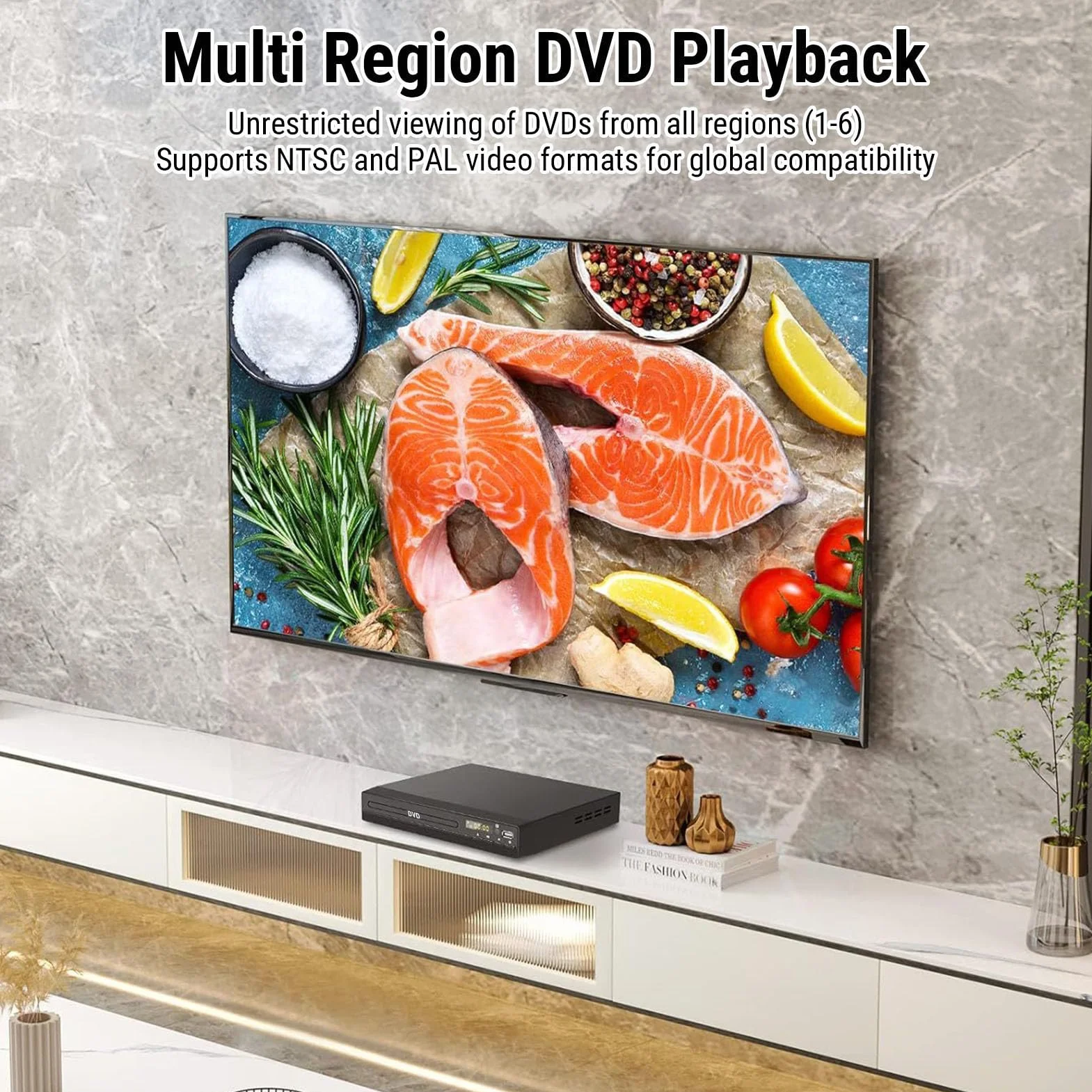 Odtwarzacz DVD, Skalowanie do 1080P dla Wszystkich Regionów, Kompatybilny z USB 2.0 i, Obsługuje Wiele Formatów Płyt i NTSC PAL, do Kina Domowego i Filmów Międzynarodowych (wtyczka UE)