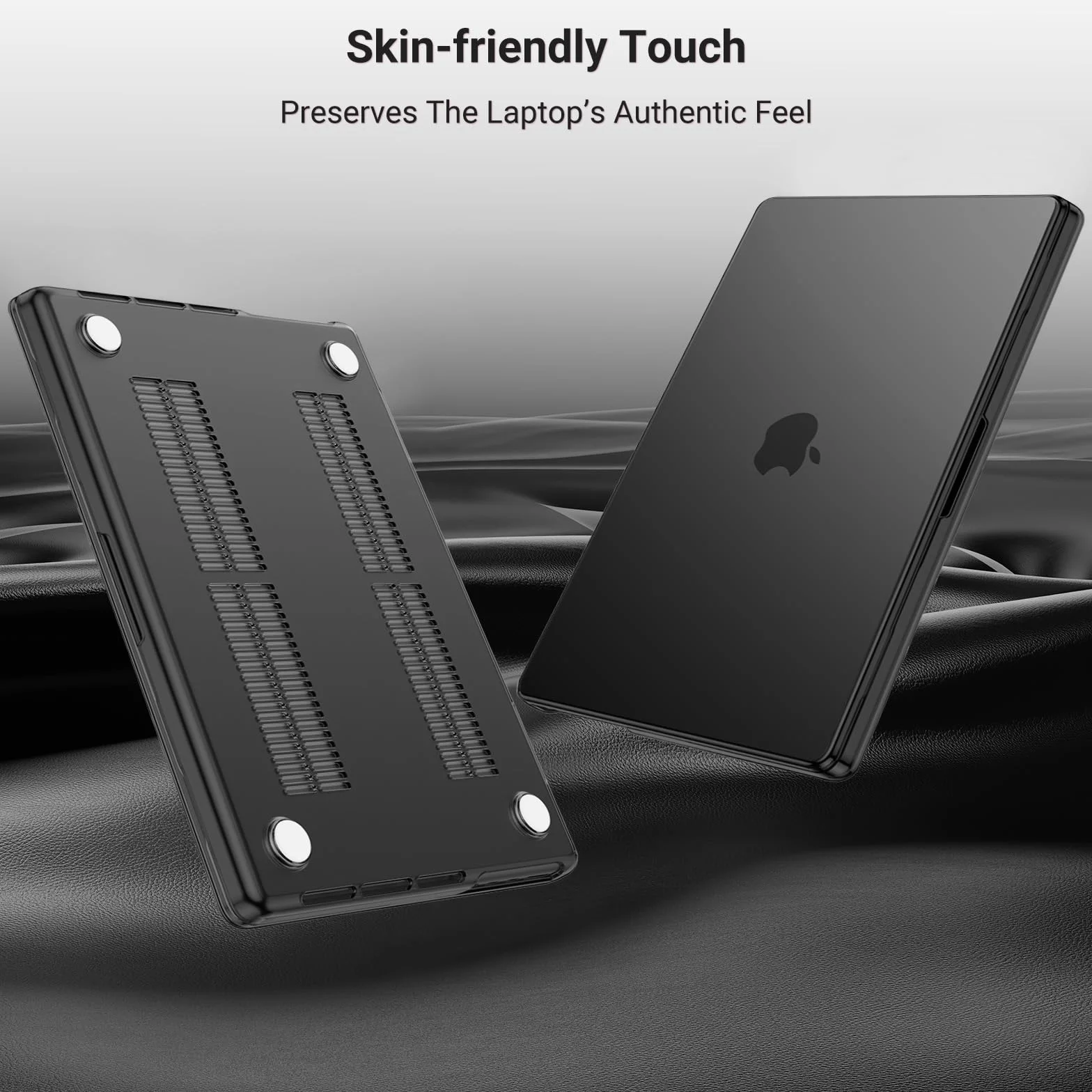 MOSISO Etui kompatybilne z MacBook Pro 14" M5 M4 M3 M2 M1 2026-2021 | Ultracienka, jedwabista skóra twarda obudowa A3427 A3426 A3434 A3112 A3401 A3185&ochrona klawiatury i wyświetlacza, czarna