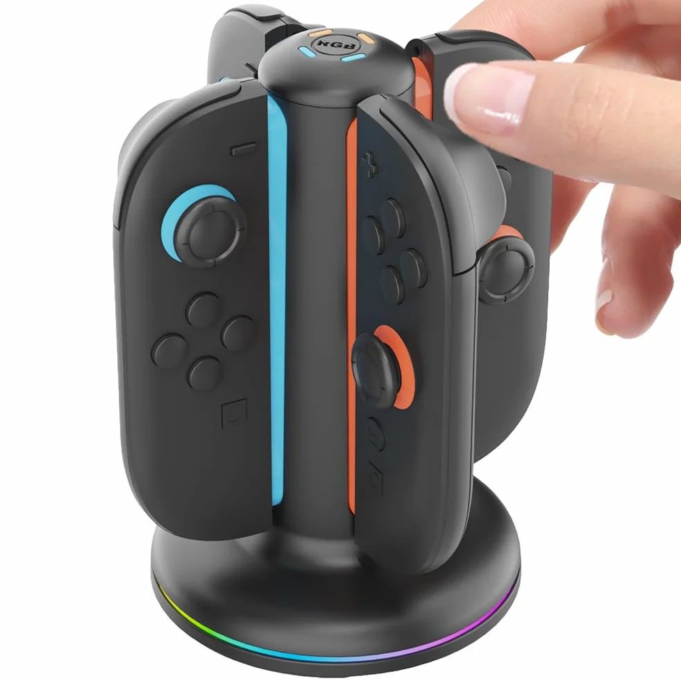 Ładowarka 4 w 1 do przełącznika Magnetyczna stacja dokująca z uchwytem LED Joy-Con i akcesoriami