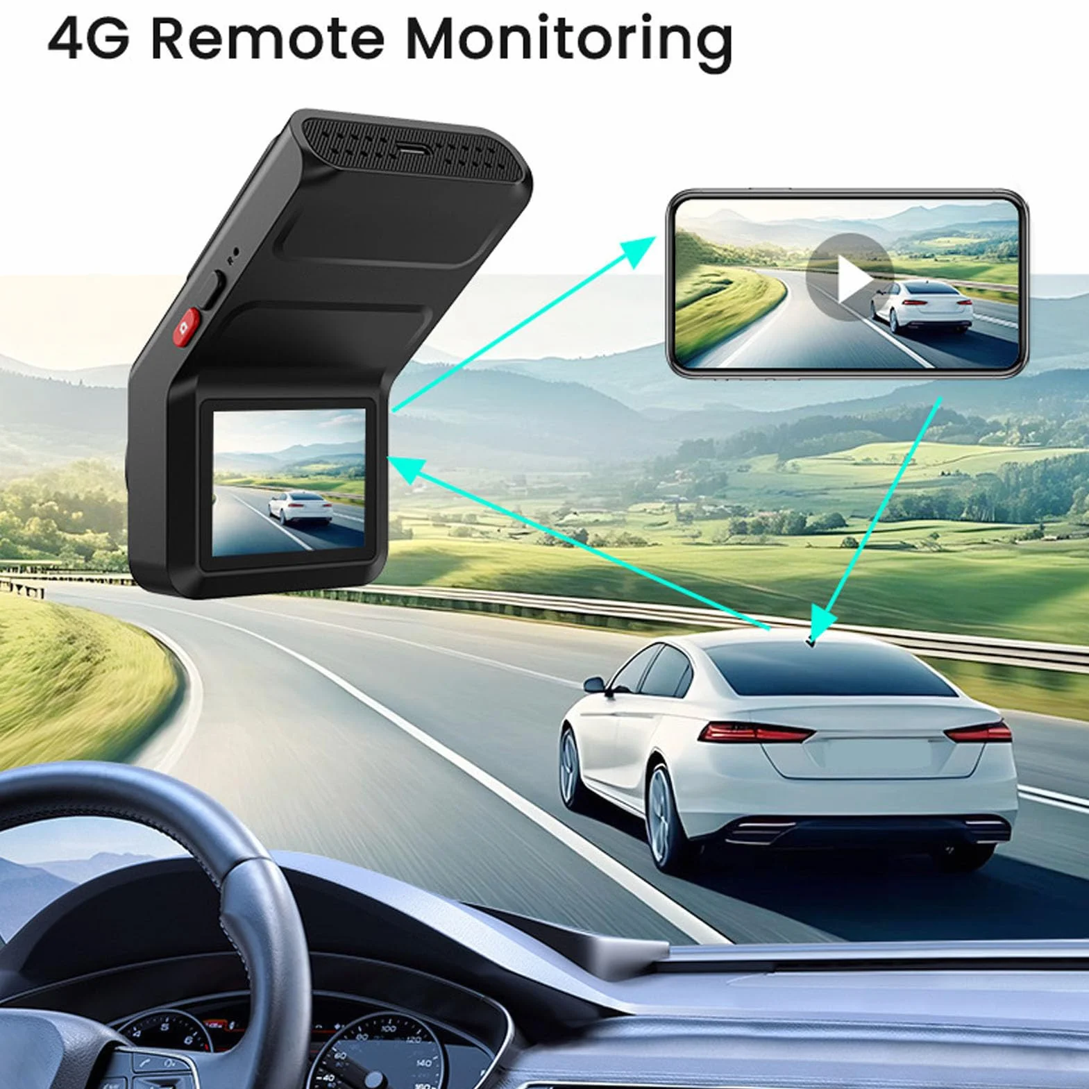 Goshyda Kamera Samochodowa 4K, Rejestrator Jazdy Samochodem WiFi 4G GPS z Systemem BSD ADAS, Noktowizyjny Monitor Parkowania, Szeroki Kąt 140°