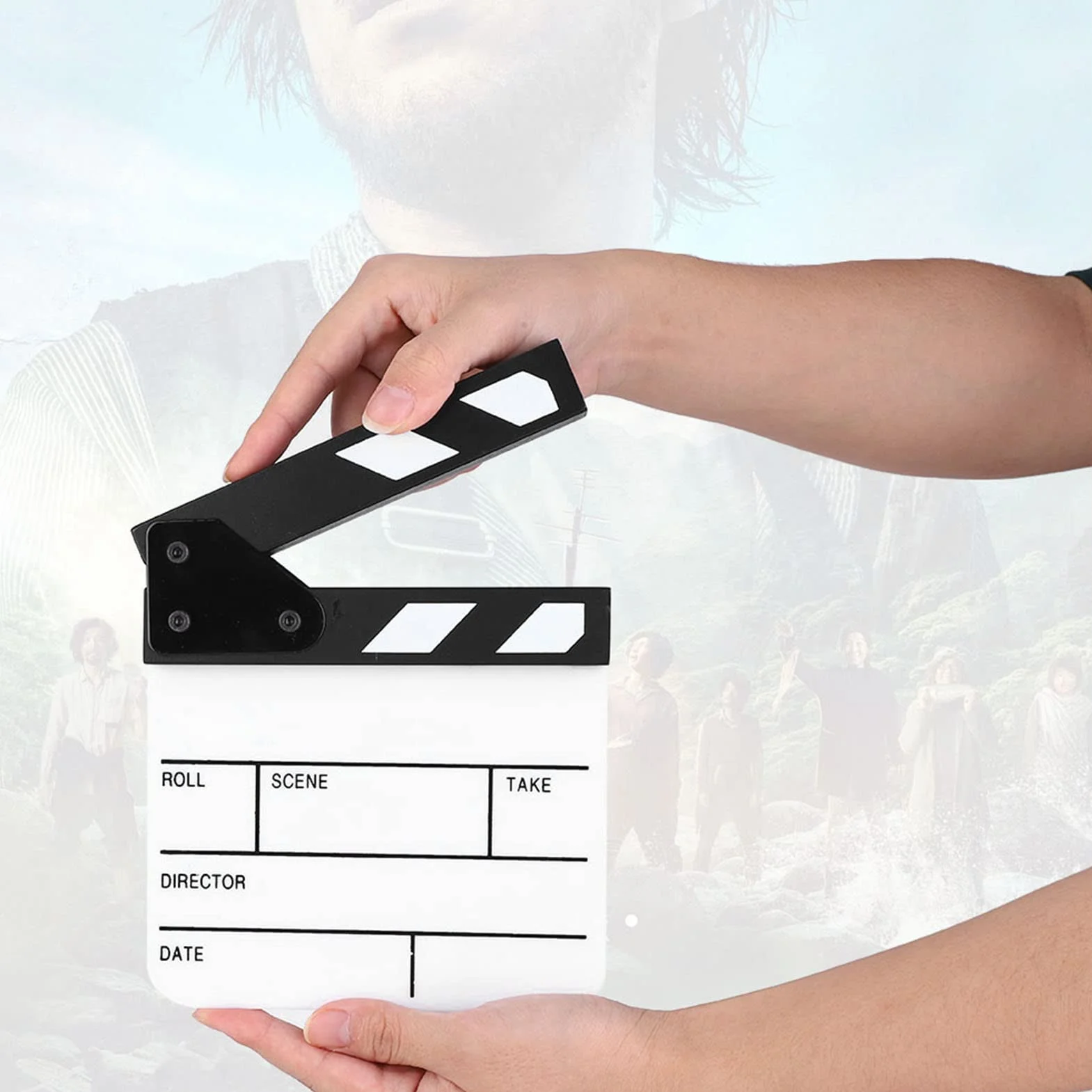 Clapperboard Mini wysokiej jakości 3mm gruba akrylowa tablica memo, scena reżyserska Clapperboard Movie Action Board For Director Movie Video Rekwizyty Dekoracje rodzinne Seriale telewizyjne (czarno-białe)