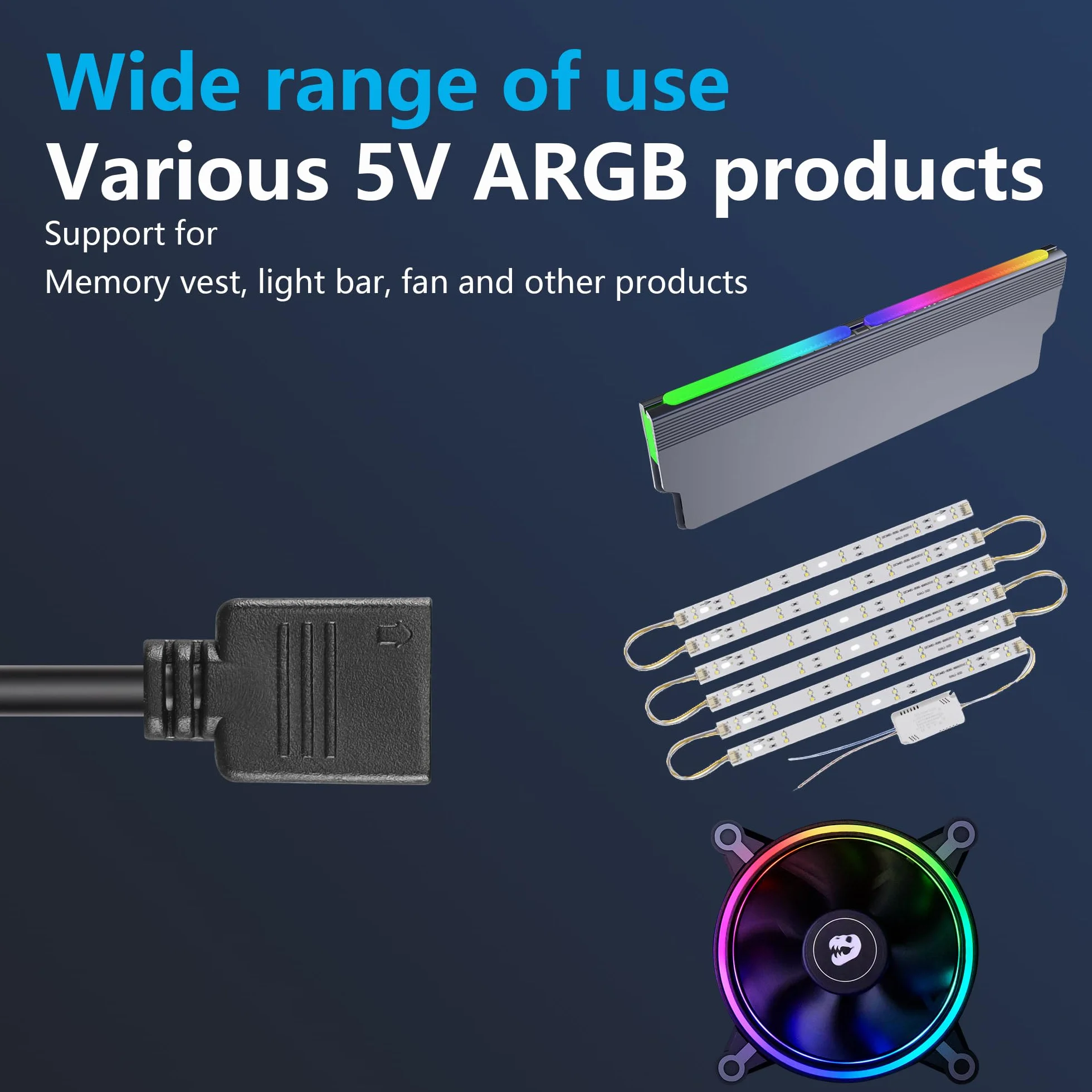 CERRXIAN 2 x kabel rozdzielający ARGB 5 V, 3-pinowy, 1-do 3 5 V, 3-pinowy, z męskimi pinami, 1 gniazdo na 3 gniazda, kabel przedłużający 3-pinowy HUB do taśm ARGB LED, wentylatorów ARGB itp. (1 do 3F)