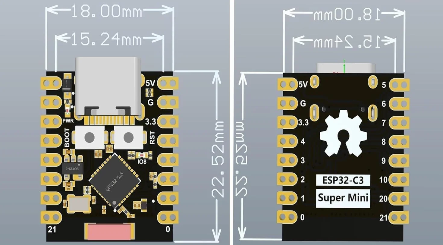 3 x ESP32-C3 Super Mini płyta rozwojowa Mini ESP32 C3 (lutowana)