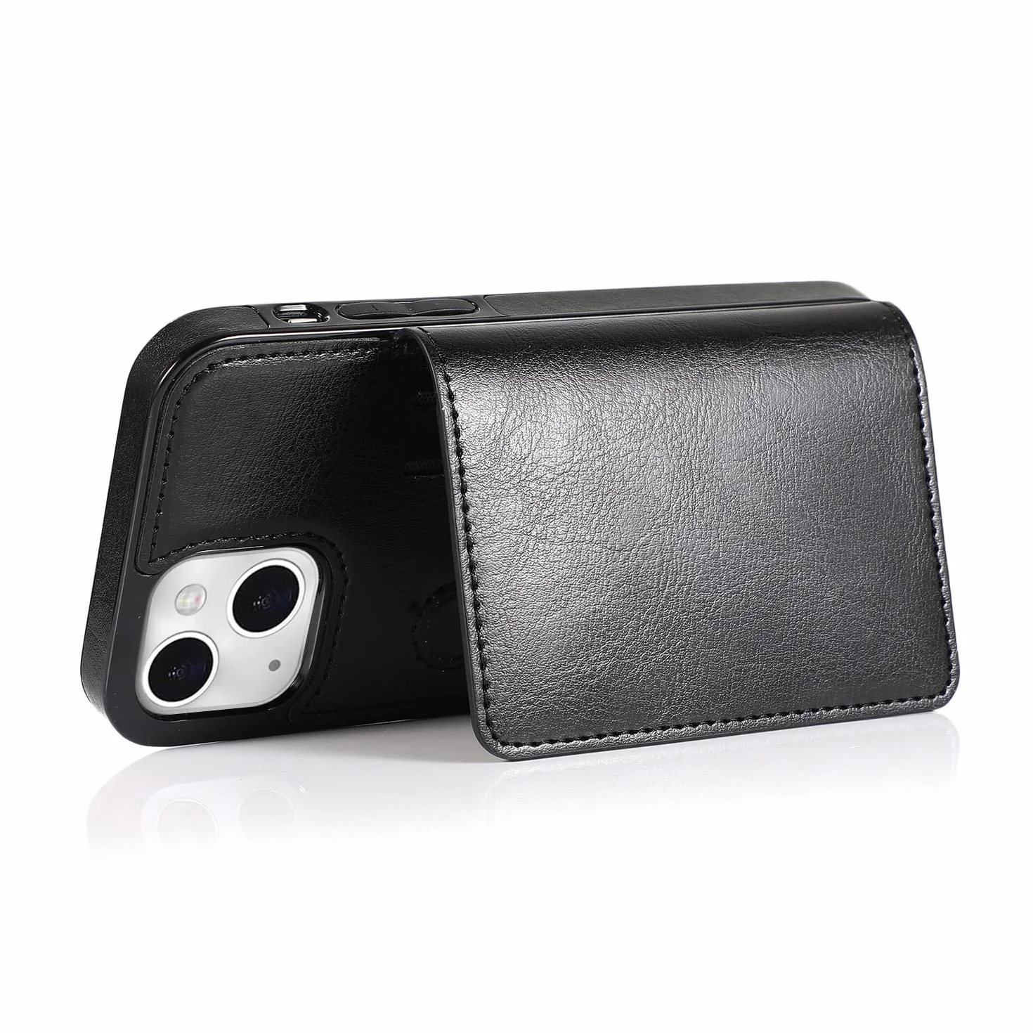 Cienkie etui do iPhone 14 Pro Max / 14 Plus/14 Pro / 14, magnetyczne etui na telefon komórkowy, z klapką, matowa skóra, portfel, etui ochronne na telefon z uchwytem na karty, czarne, 35,5 cm