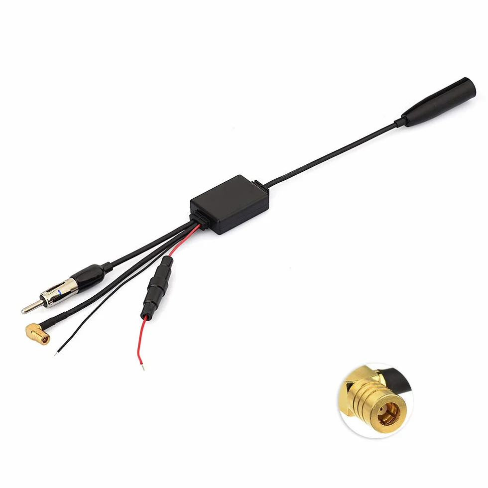 Eightwood Antena DAB rozdzielacz SMB adapter DIN AM/FM antena wzmacniacz sygnału do samochodu Radio TechniSat Pioneer Sony Alpine wielokrotnego użytku