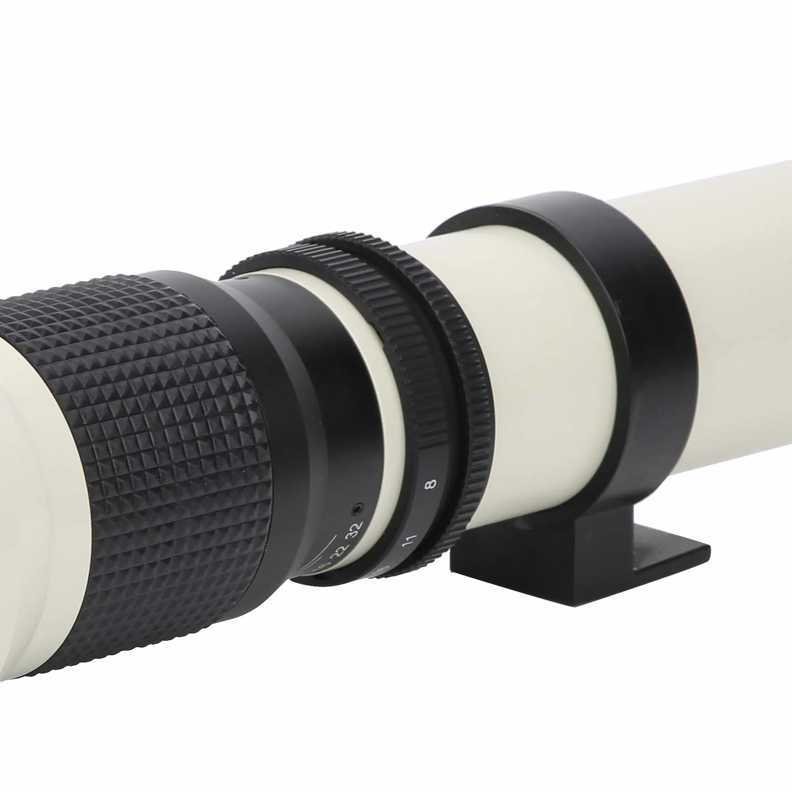 Teleobiektyw 500 mm F8‑F32 z ręcznym ustawianiem ostrości z 2-krotnym telekonwerterem do montażu Olympus OM (biały)