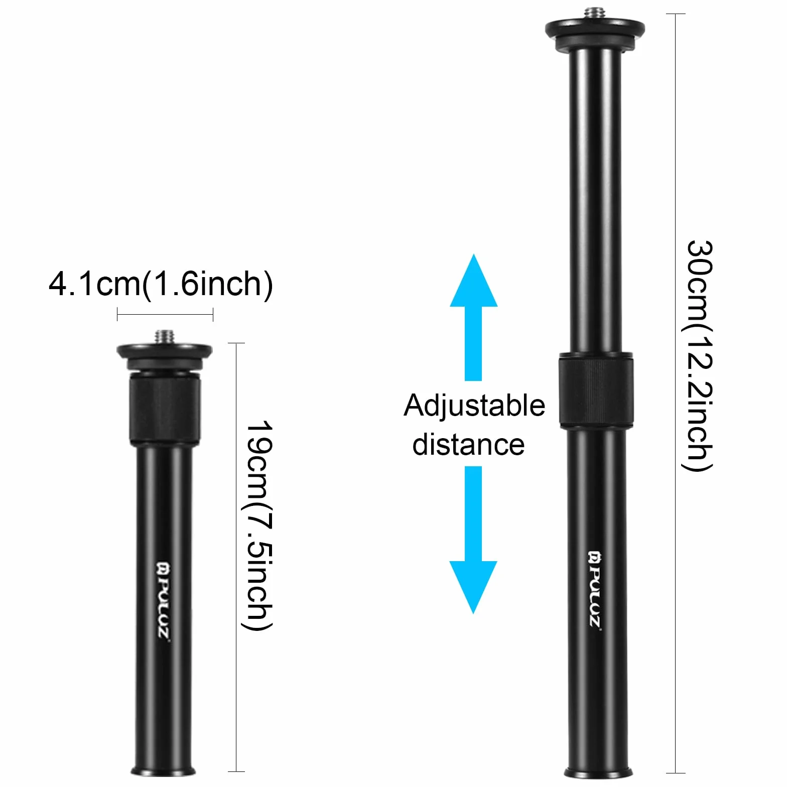 PULUZ Metalowy ręczny regulowany drążek przedłużający monopod do montażu na statywie do lustrzanek cyfrowych i lustrzanek