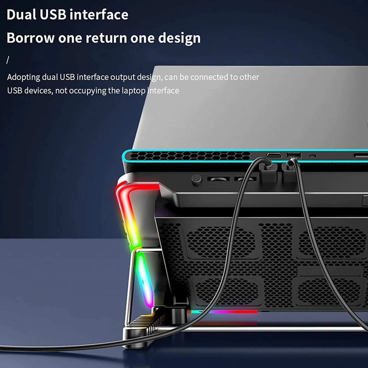 Podstawka Chłodząca Stabilny Podkładka Chłodząca Do Laptopa USB Cicha Chłodziarka Chłodnica RGB Light Speed ​​7 Gear Regulowany Kąt Cichy Biurko