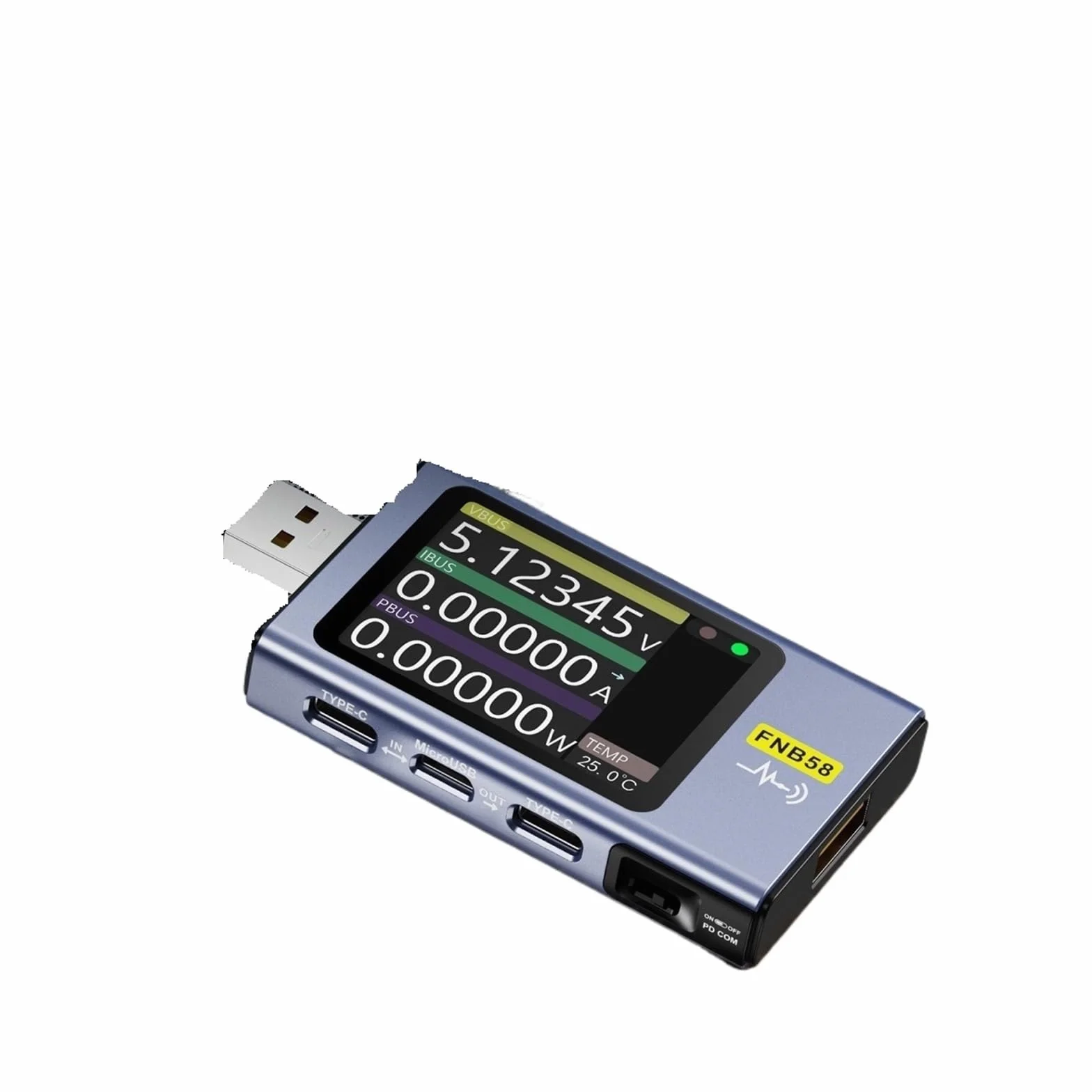 Tester USB, FNB58 Woltomierz cyfrowy Amperomierz Woltomierz prądu Tester USB Wskaźnik napięcia Profesjonalne narzędzia dla elektryków(Without Bluetooth)