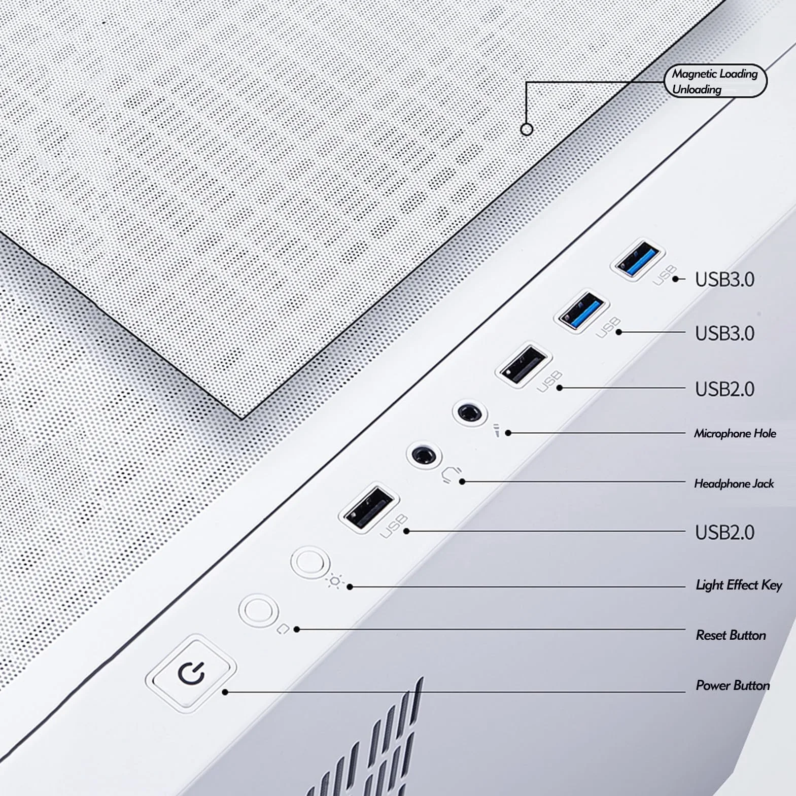 Obudowa Komputera Typu Mid-tower E-ATX, ATX, M-ATX, ITX, Panele Boczne Ze Szkła Hartowanego, Pionowy Uchwyt GPU Do Obudowy Komputera Stacjonarnego(White)
