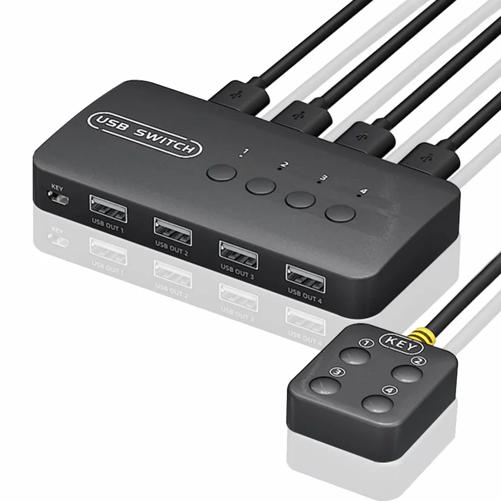 Przełącznik KVM przełącznik USB wspólny kontroler adapter 4 wejścia 4 wyjścia do laptopa komputera drukarki klawiatury monitora myszy