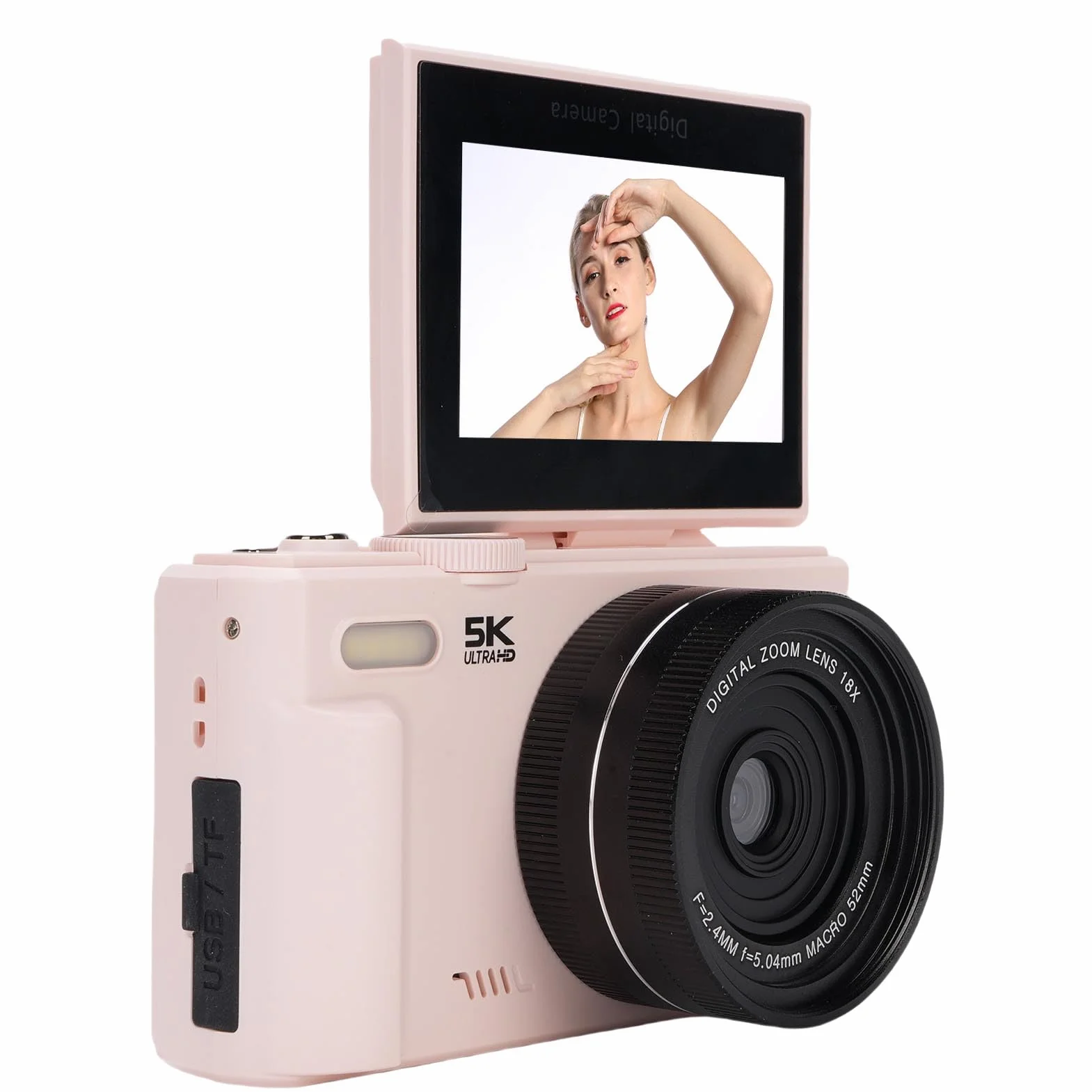 Dpofirs Kamera Cyfrowa 5K do Fotografii, 75MP Autofocus Vlog Camera, 18x Zoom, 3 -calowy Ekran o 180 Stopni, Kompaktowe Wideo, dla Początkujących Nastolatków