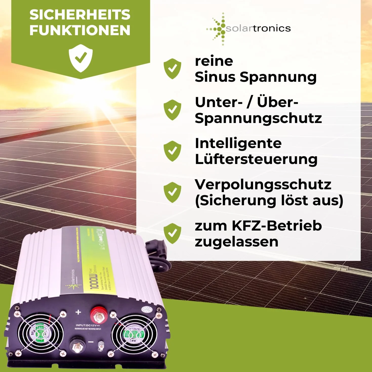 solartronics przetwornica napięcia UPS 12 V NPS 1000/2000 W przetwornica Pure Sinus UPS