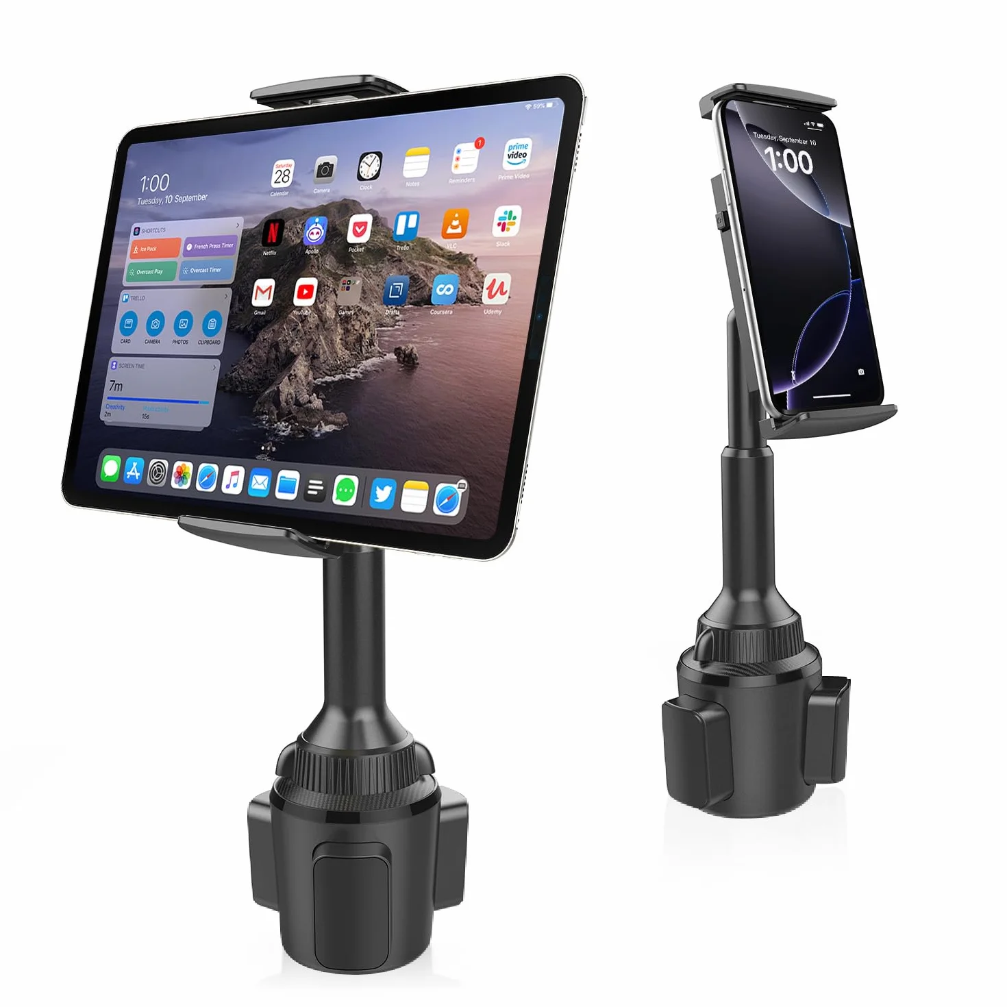 APPS2Car Samochodowy uchwyt na telefon 2 w 1 regulowany kompatybilny z tabletami 4,3-11"